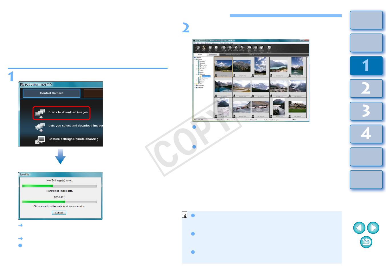 Batch downloading images to your computer, Cop y | Canon EOS 1200D User Manual | Page 10 / 111
