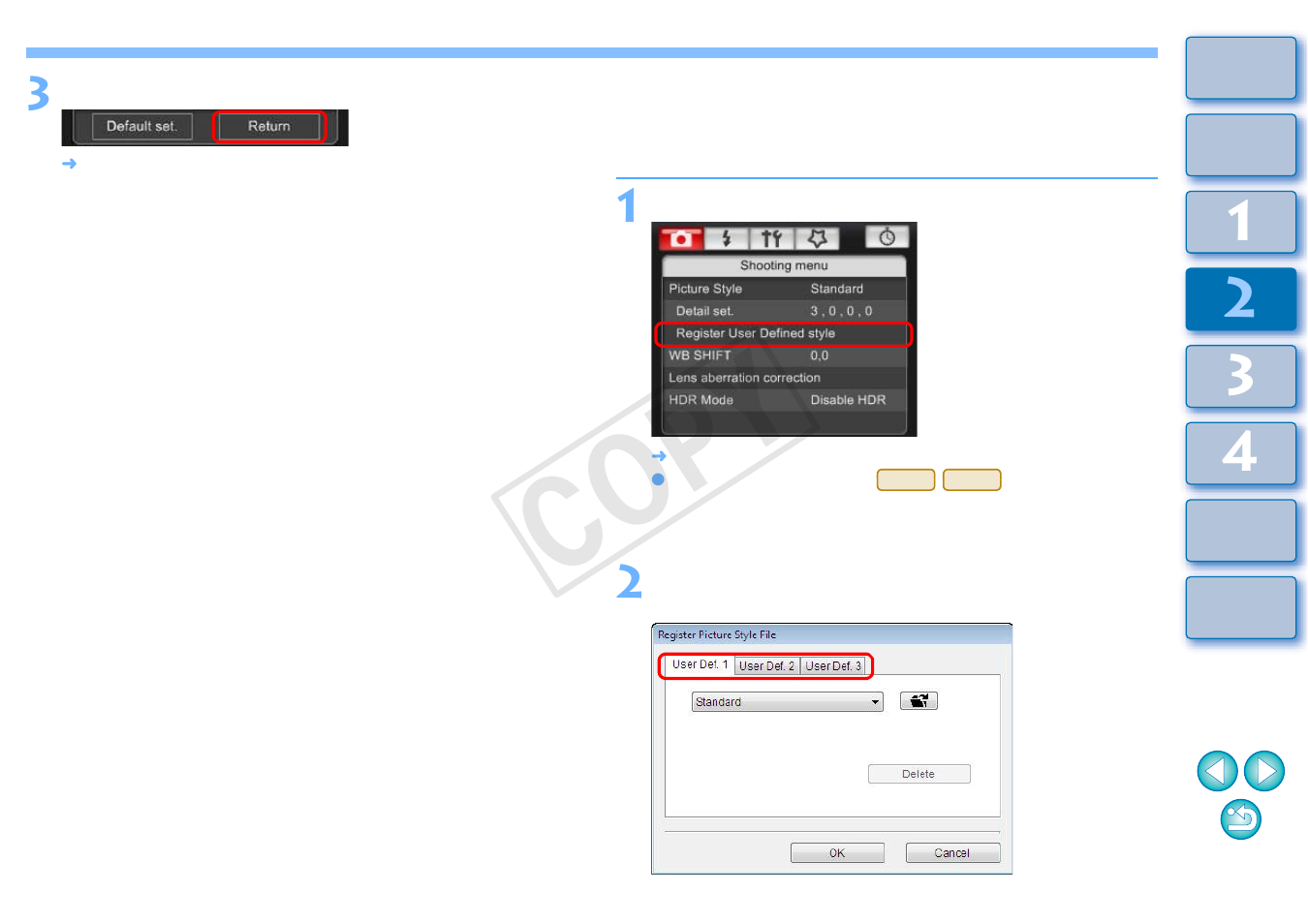 P.21, Applying picture style files to the camera, Cop y | Canon EOS 1200D User Manual | Page 22 / 111