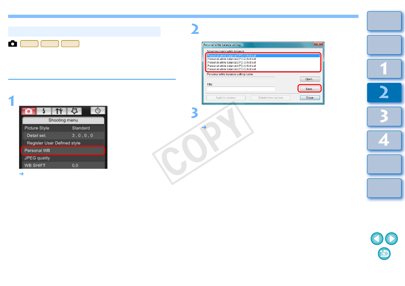 Saving white balance to your computer, Cop y | Canon EOS 1200D User Manual | Page 24 / 111