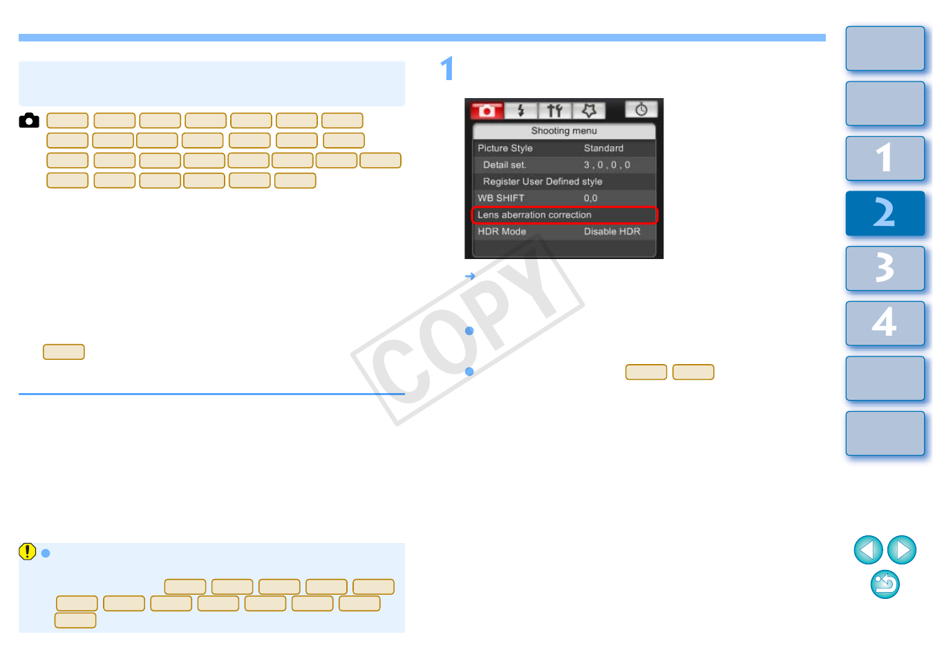 P.26, Registering lens aberration correction/peripheral, P.26) | Cop y | Canon EOS 1200D User Manual | Page 27 / 111