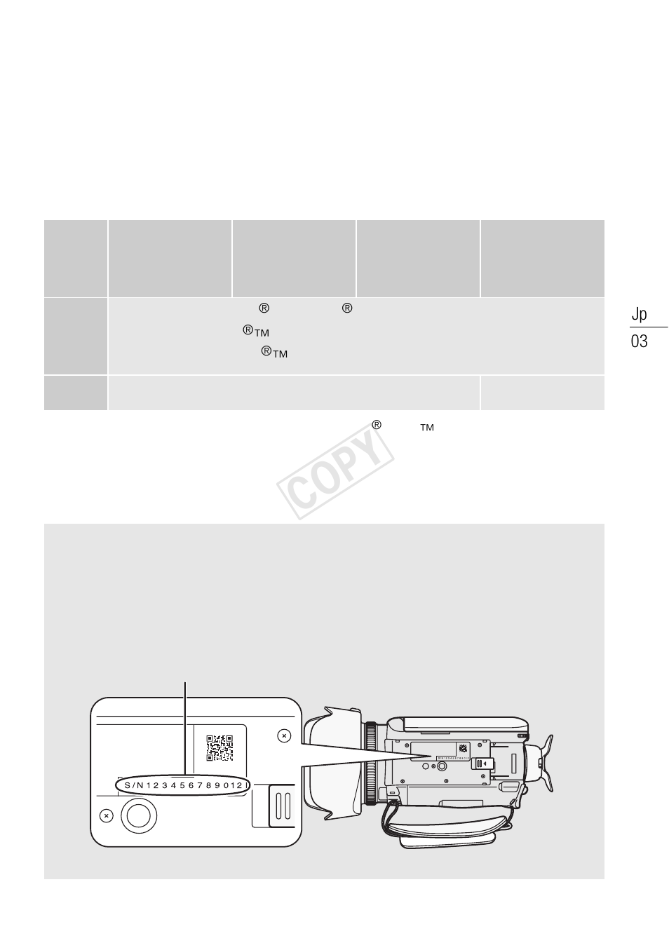 Cop y | Canon LEGRIA HF G25 User Manual | Page 3 / 16