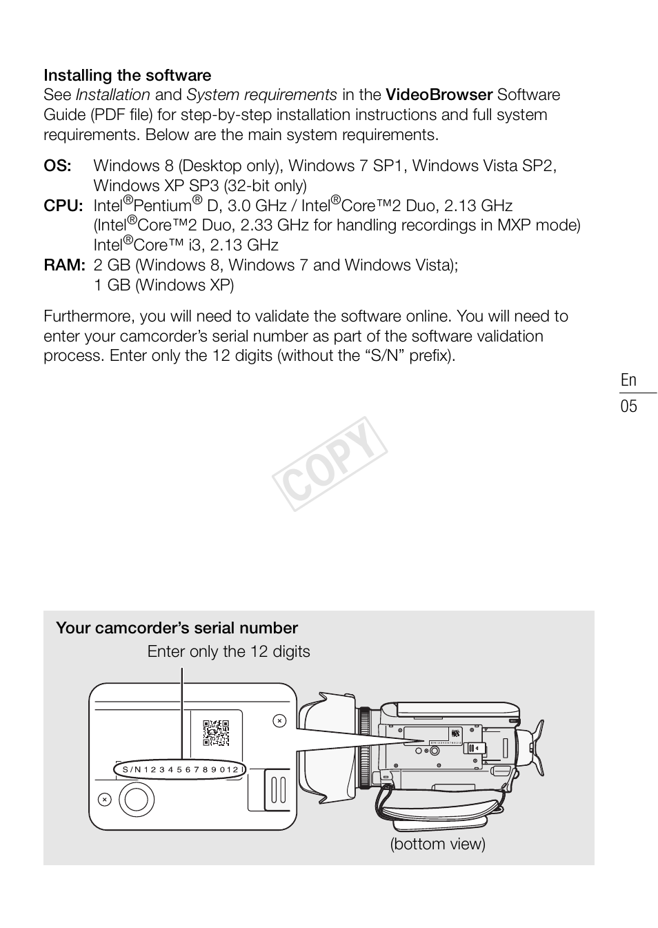 Cop y | Canon LEGRIA HF G25 User Manual | Page 5 / 16