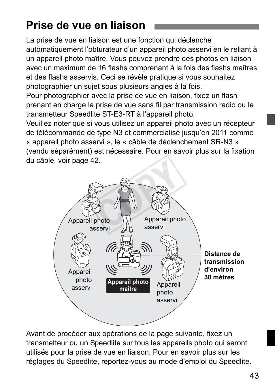 Cop y, Prise de vue en liaison | Canon Speedlite Transmitter ST-E3-RT User Manual | Page 117 / 220