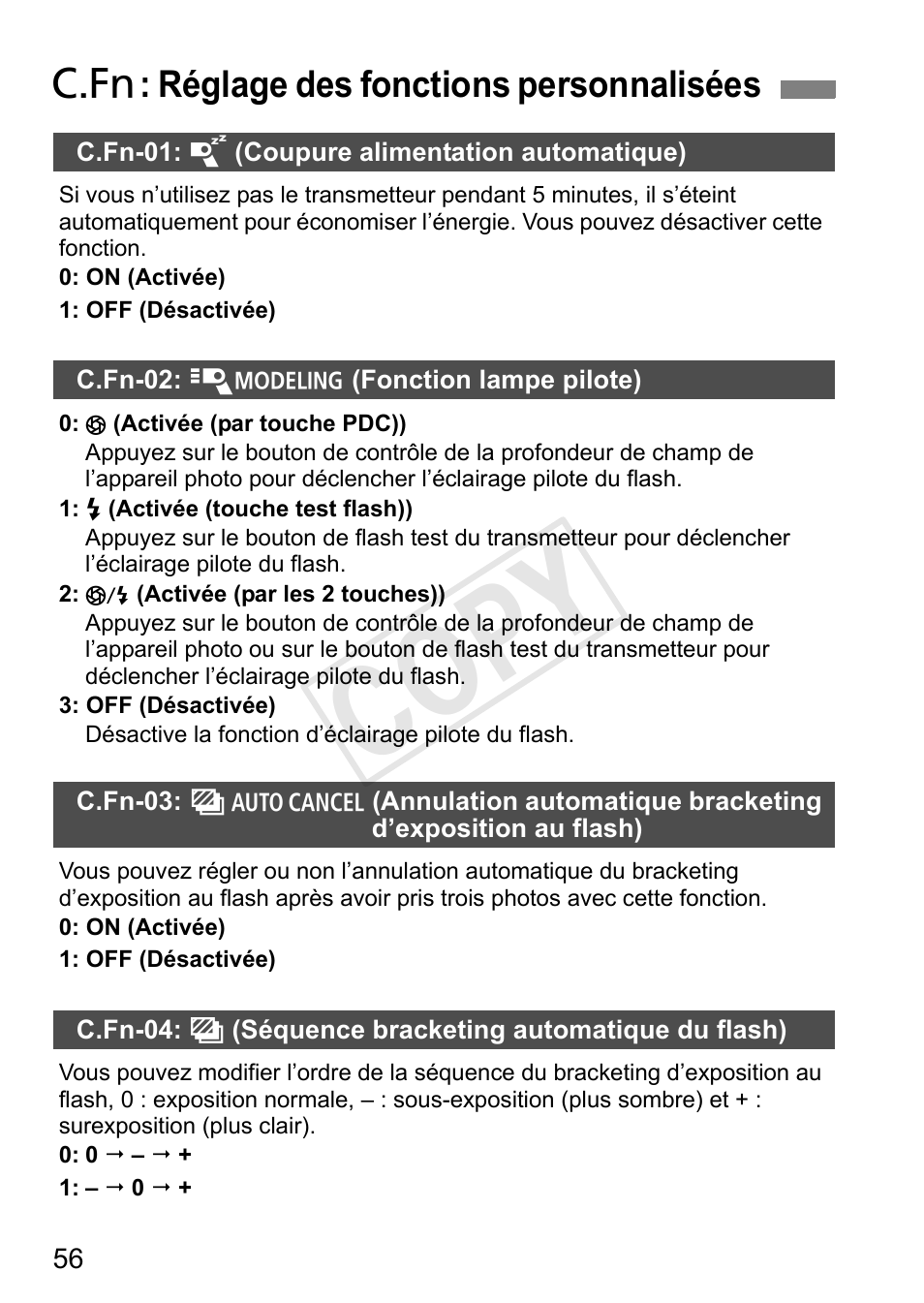 Cop y, C : réglage des fonctions personnalisées | Canon Speedlite Transmitter ST-E3-RT User Manual | Page 130 / 220