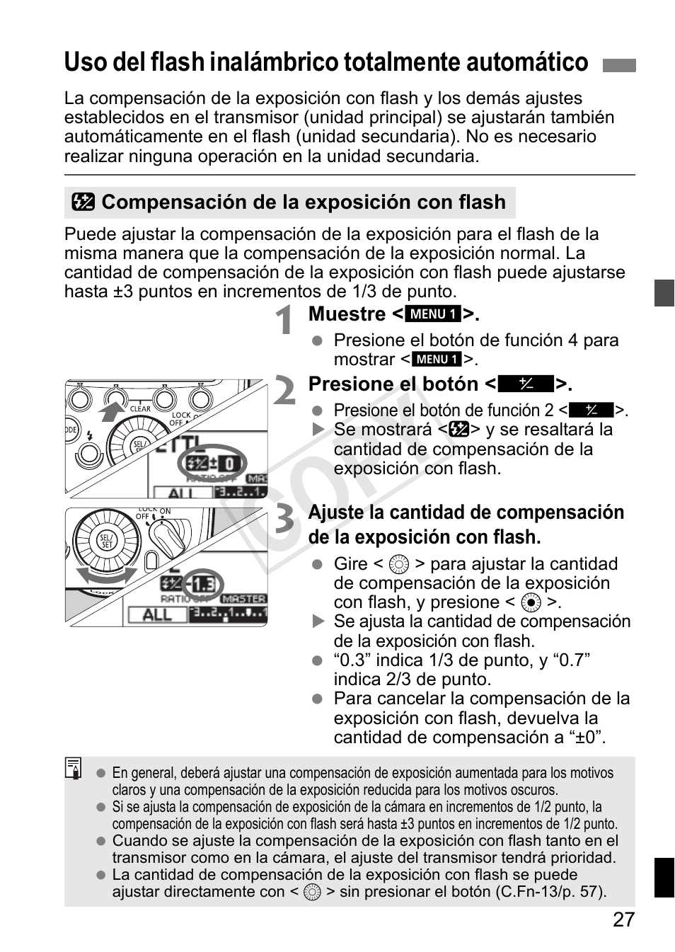 Cop y, Uso del flash inalámbrico totalmente automático | Canon Speedlite Transmitter ST-E3-RT User Manual | Page 173 / 220