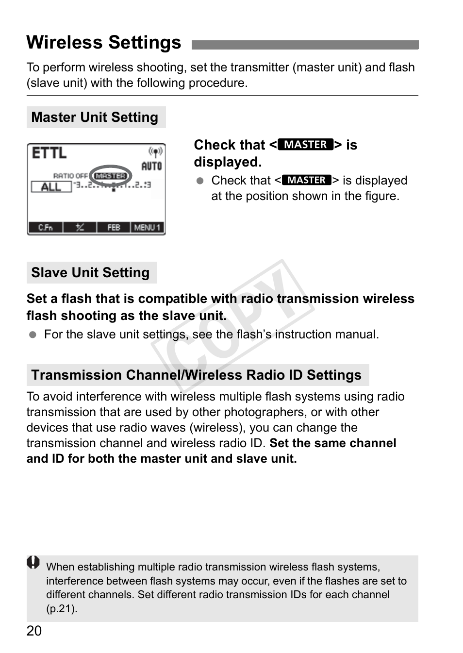 Cop y | Canon Speedlite Transmitter ST-E3-RT User Manual | Page 22 / 220