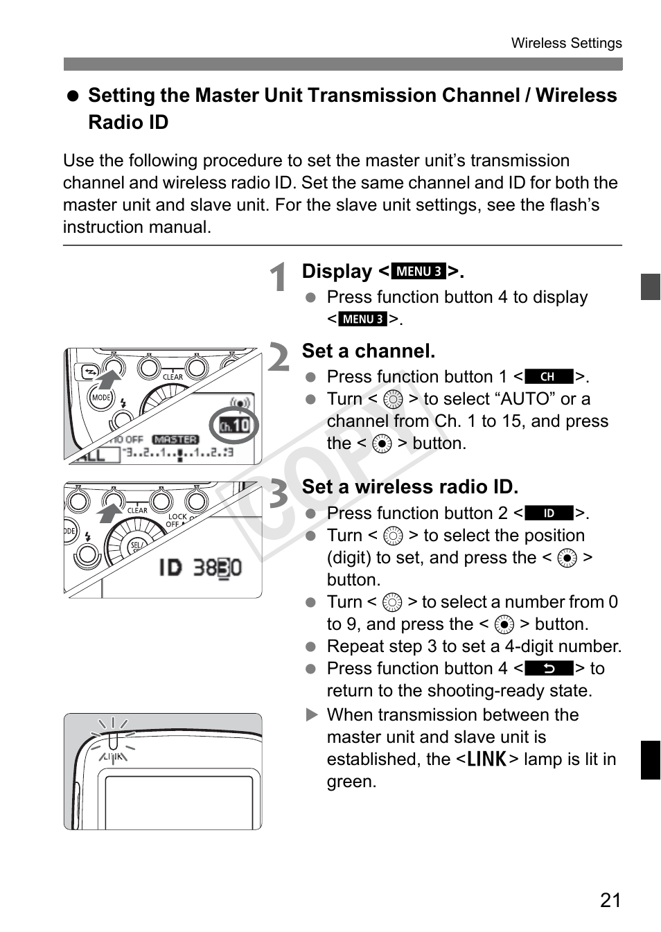 Cop y | Canon Speedlite Transmitter ST-E3-RT User Manual | Page 23 / 220