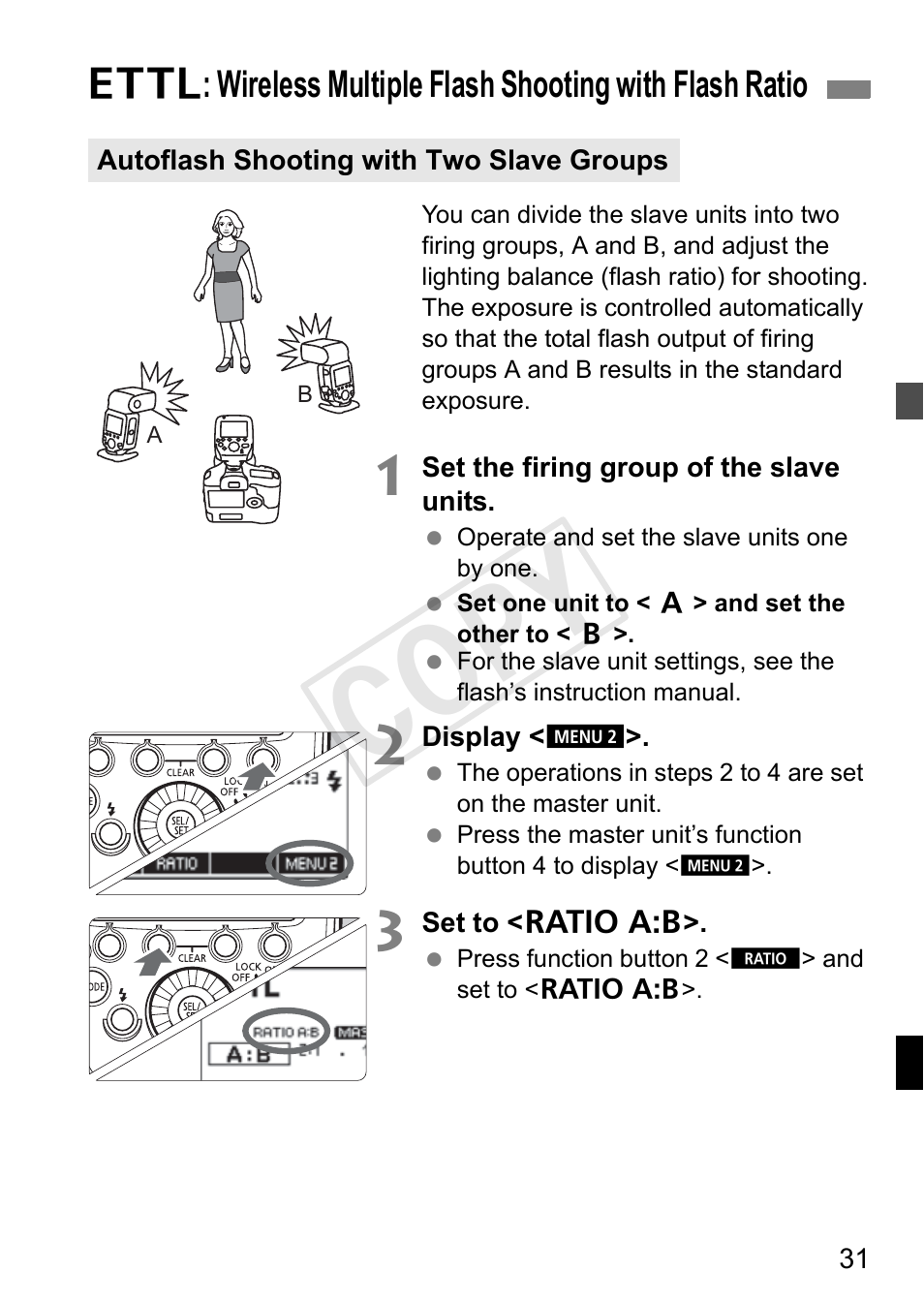 Cop y | Canon Speedlite Transmitter ST-E3-RT User Manual | Page 33 / 220