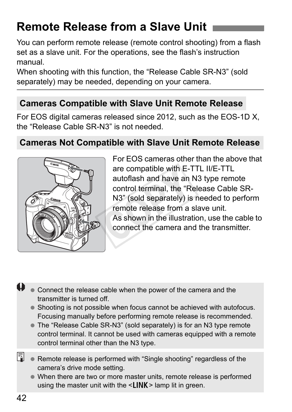 Cop y, Remote release from a slave unit | Canon Speedlite Transmitter ST-E3-RT User Manual | Page 44 / 220