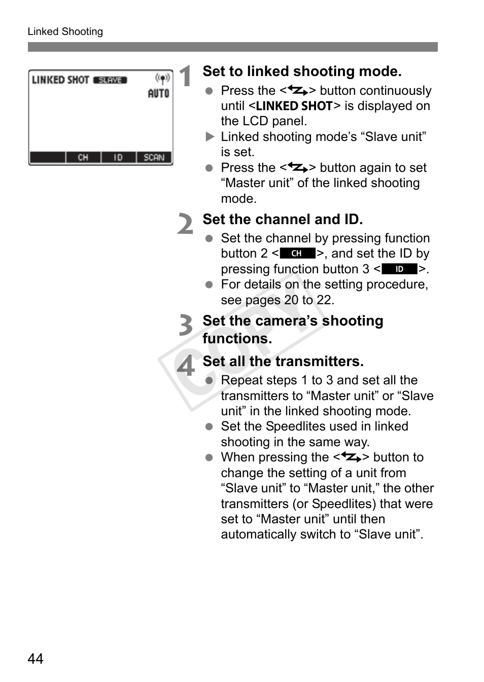 Cop y | Canon Speedlite Transmitter ST-E3-RT User Manual | Page 46 / 220