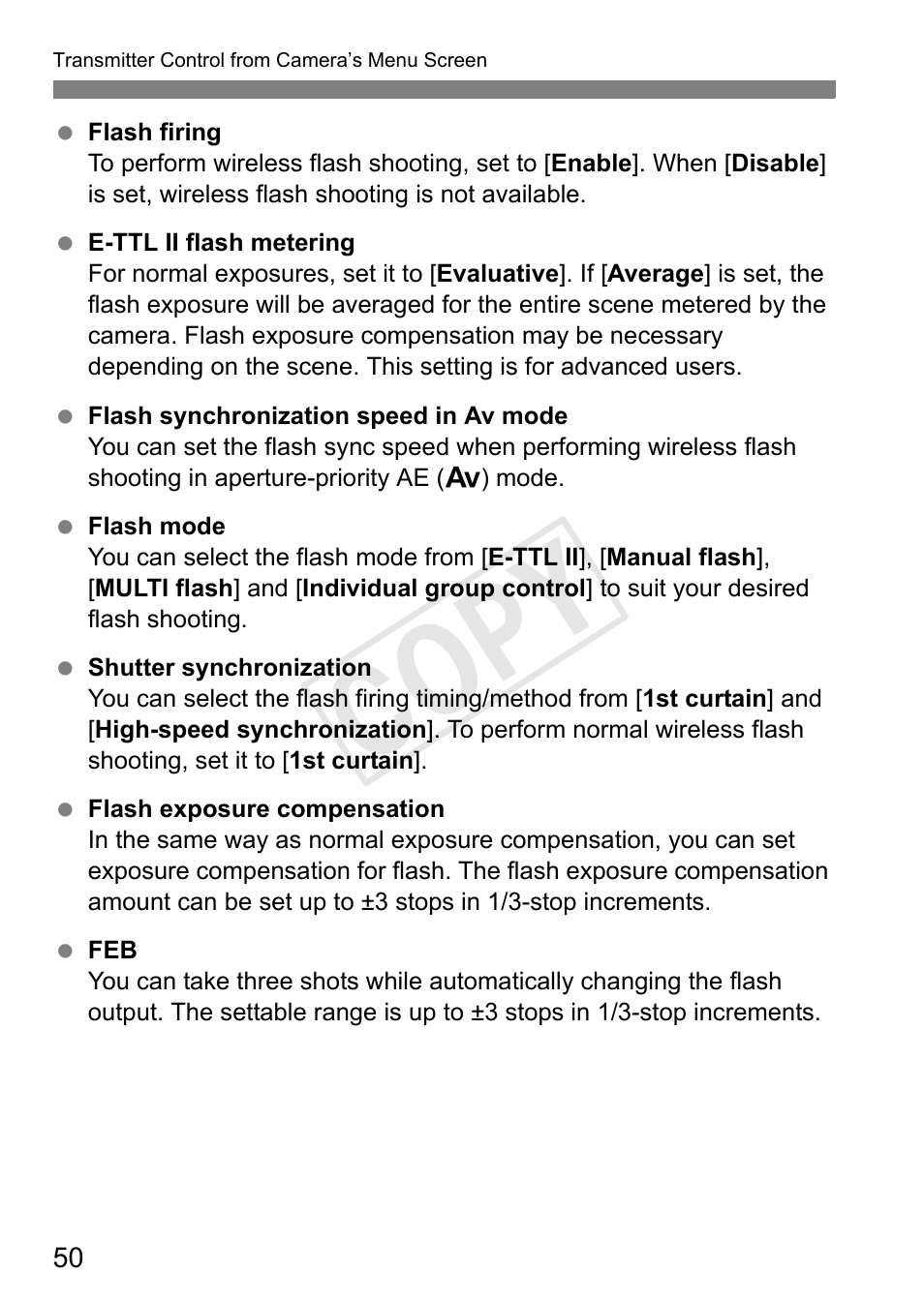 Cop y | Canon Speedlite Transmitter ST-E3-RT User Manual | Page 52 / 220