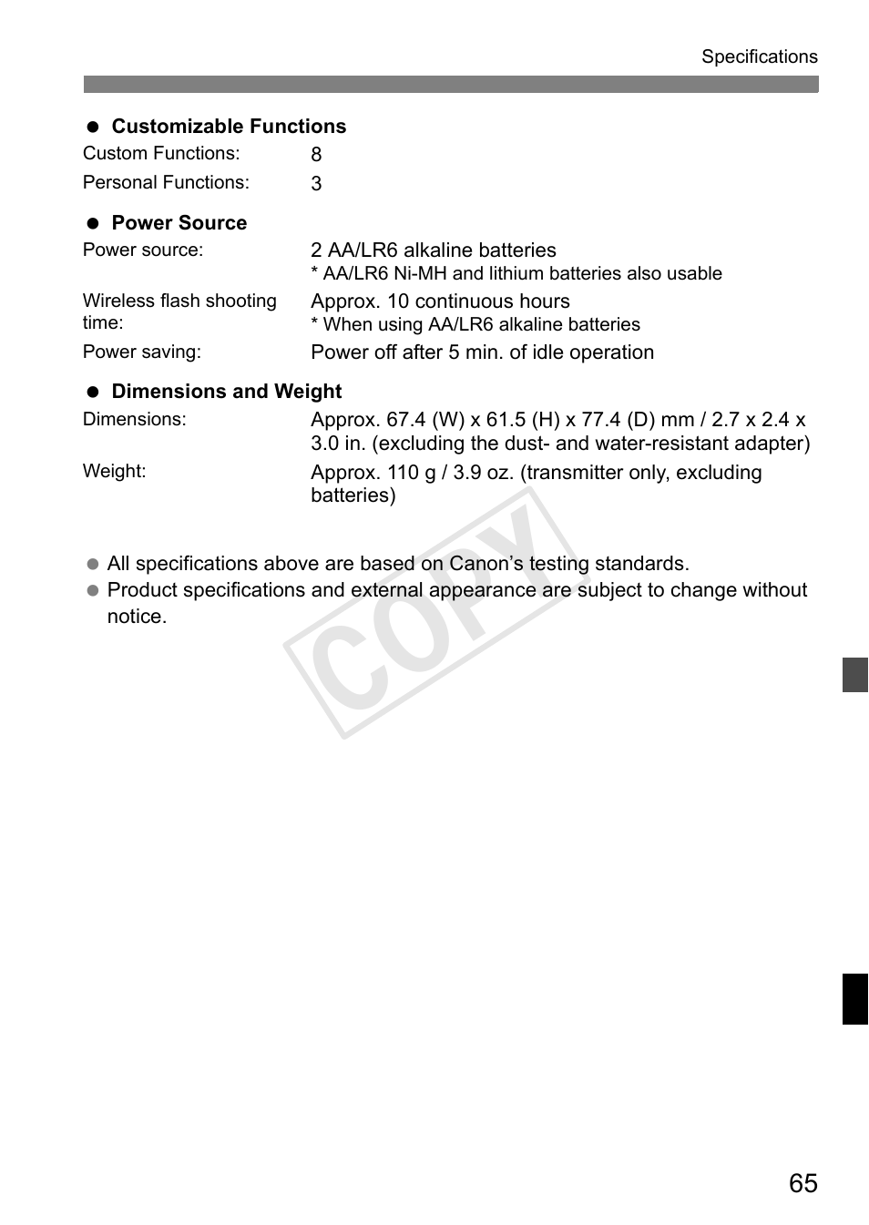 Cop y | Canon Speedlite Transmitter ST-E3-RT User Manual | Page 67 / 220