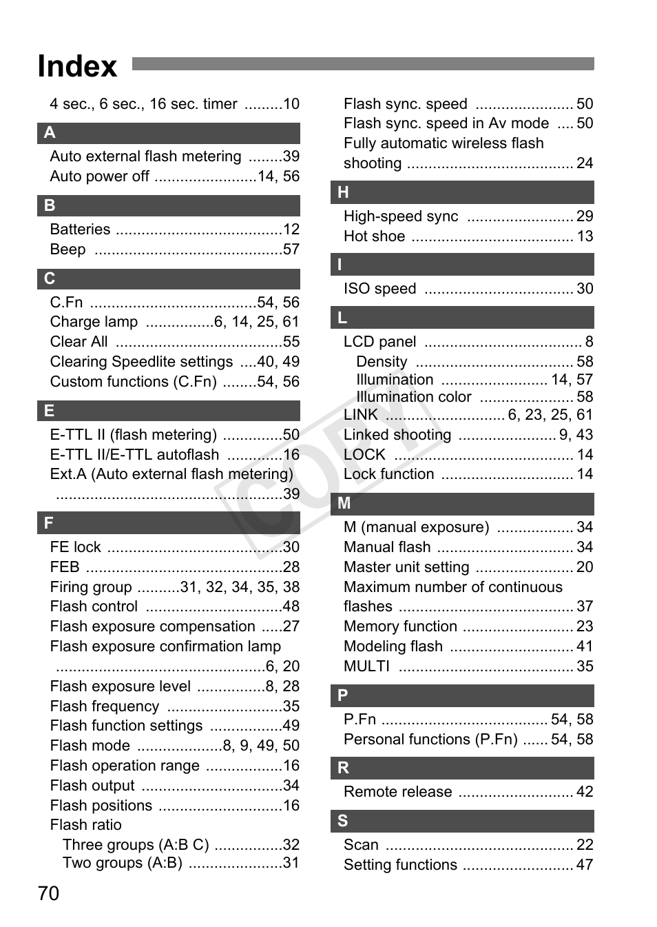 Cop y, Index | Canon Speedlite Transmitter ST-E3-RT User Manual | Page 72 / 220