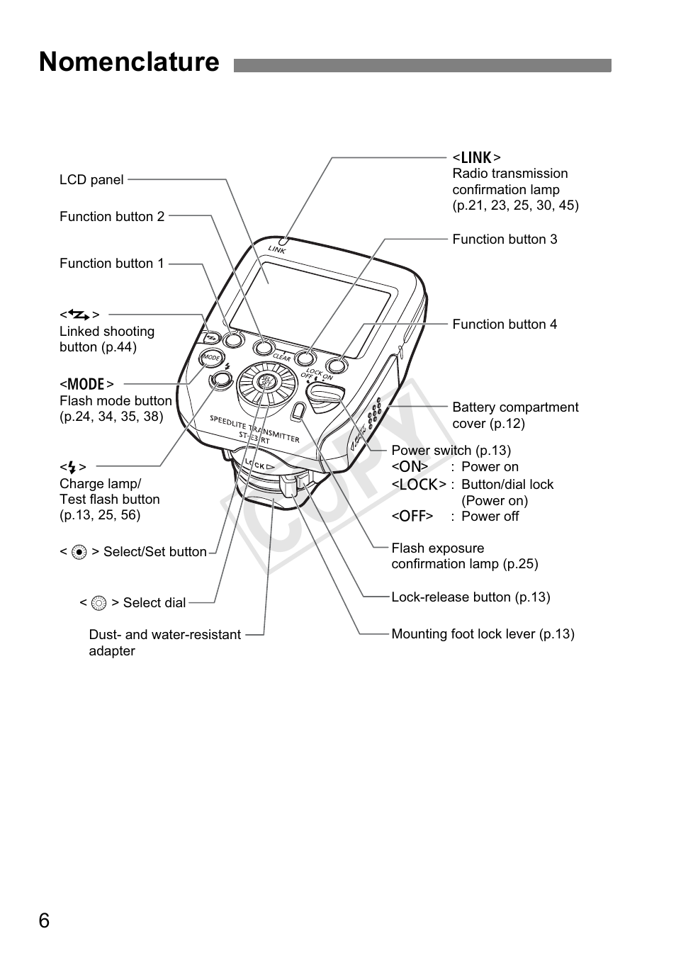 Cop y, Nomenclature | Canon Speedlite Transmitter ST-E3-RT User Manual | Page 8 / 220
