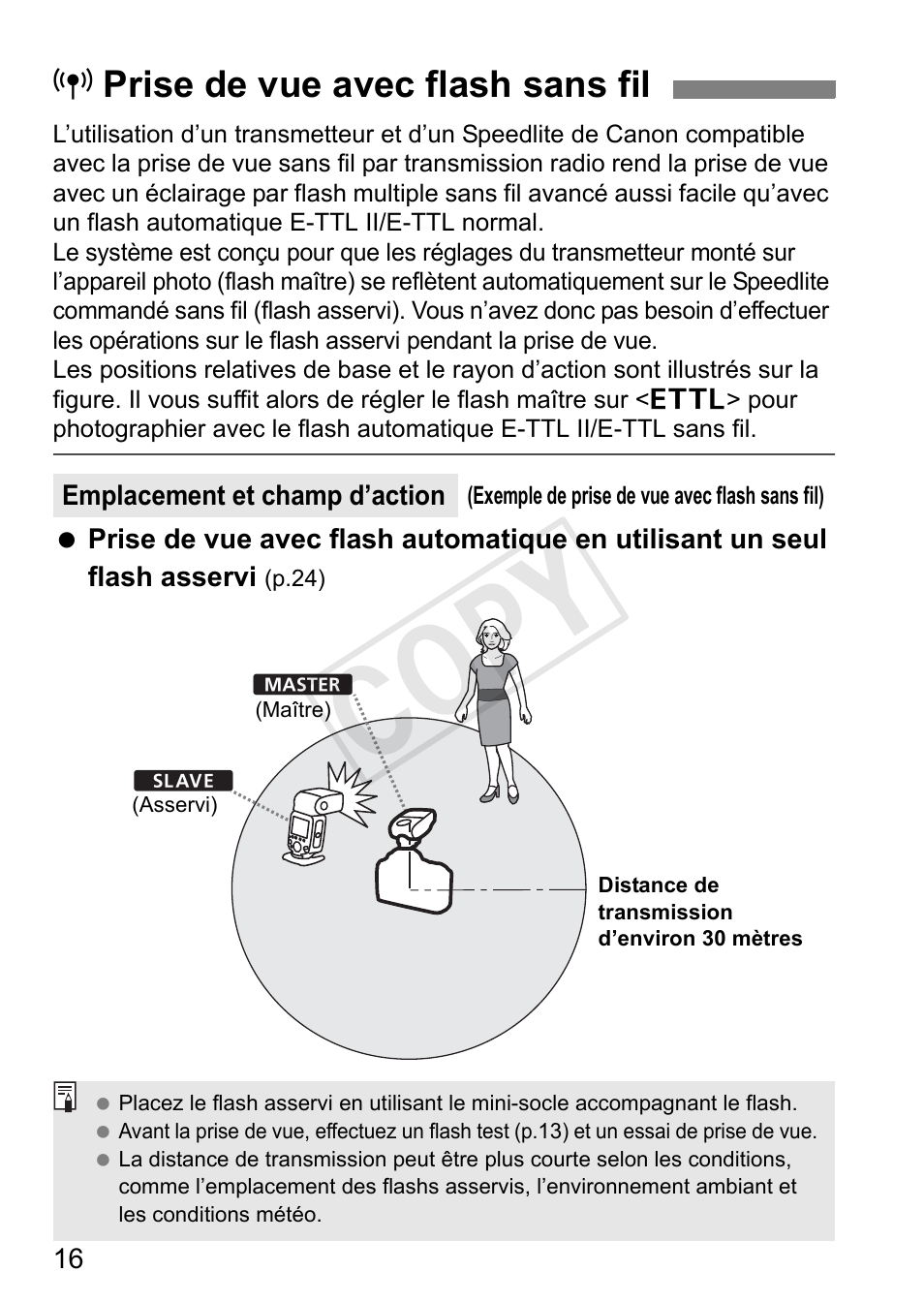 Cop y, Prise de vue avec flash sans fil | Canon Speedlite Transmitter ST-E3-RT User Manual | Page 90 / 220
