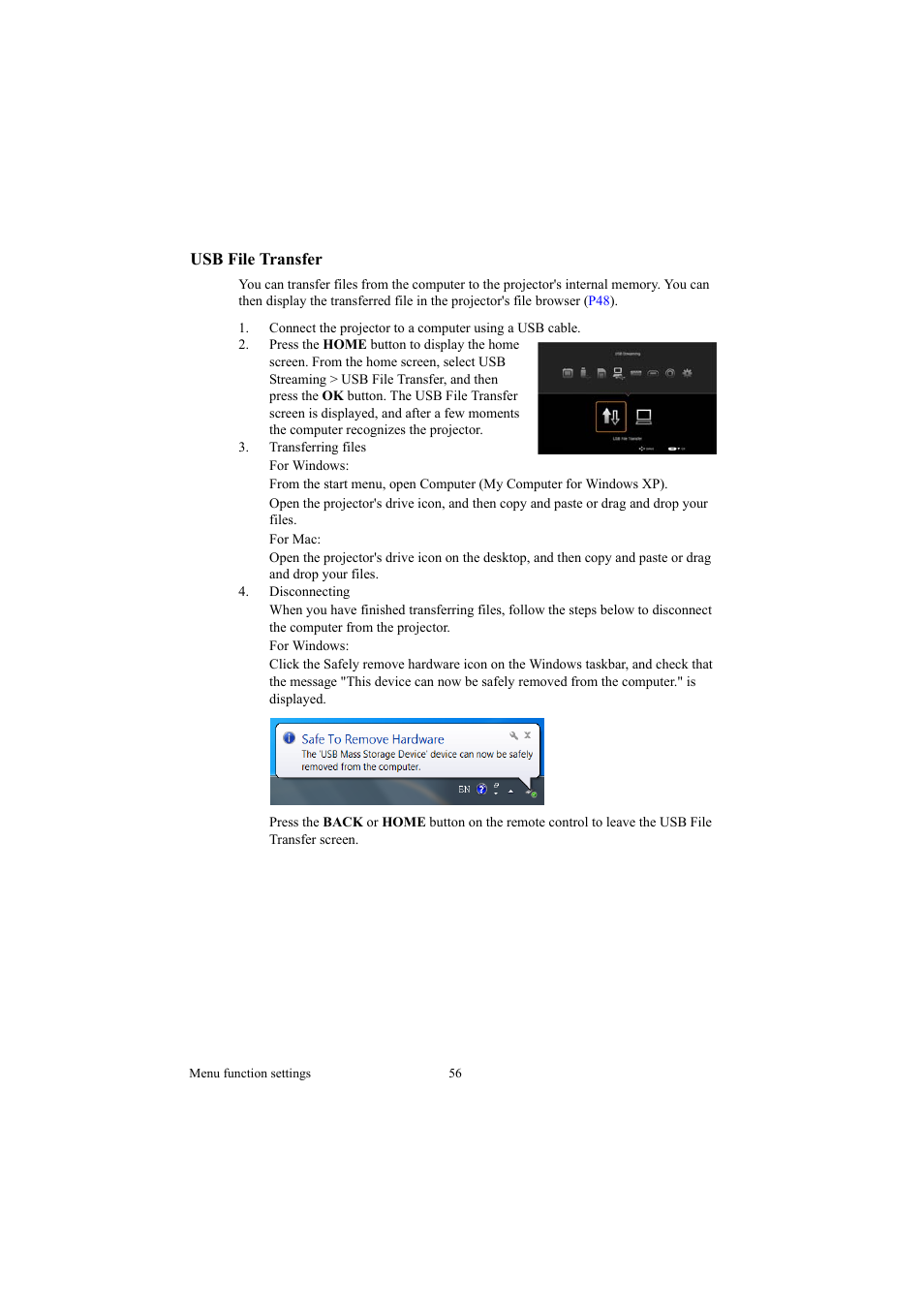 Usb file transfer | Canon LE-5W User Manual | Page 56 / 104