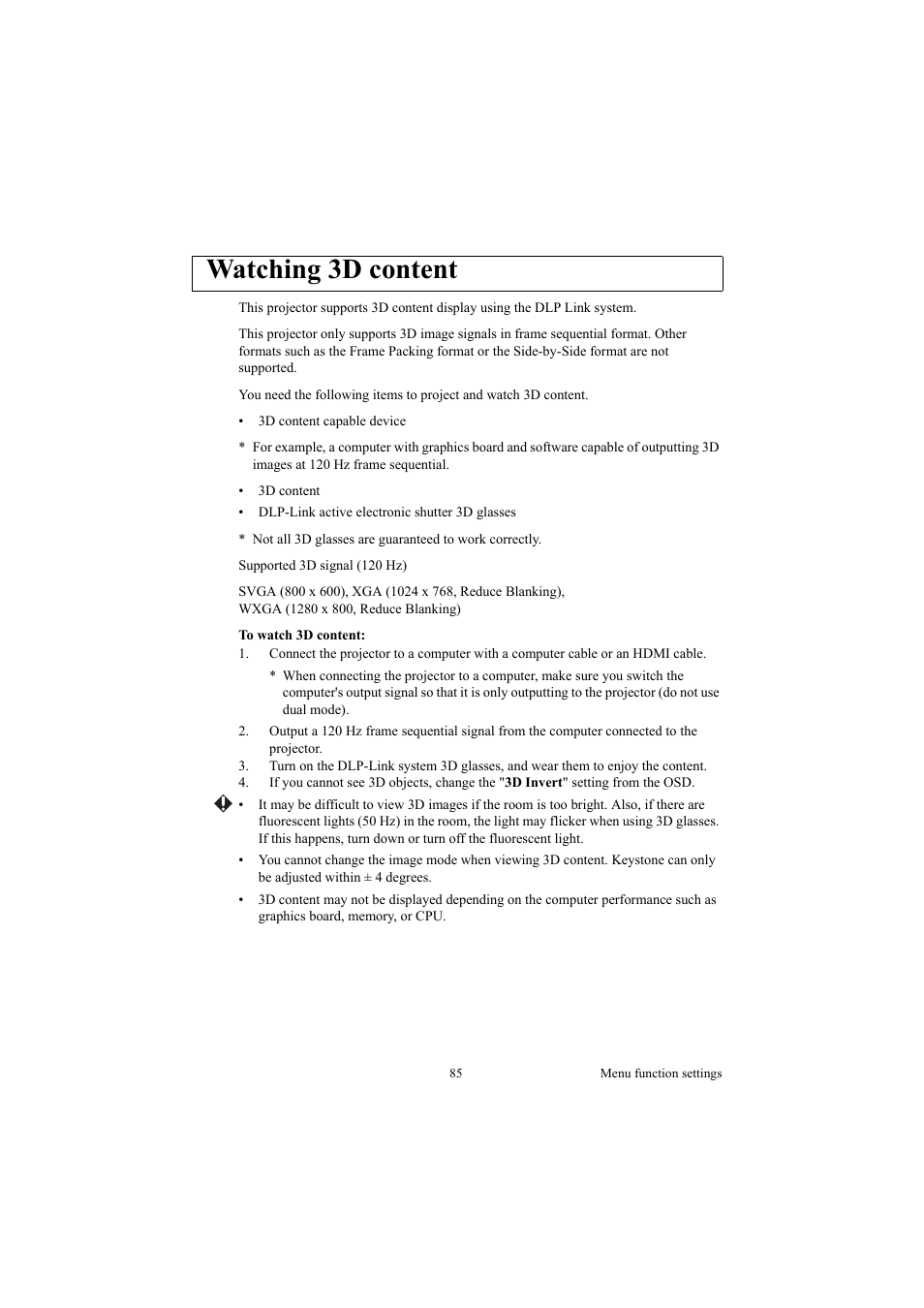 Watching 3d content | Canon LE-5W User Manual | Page 85 / 104