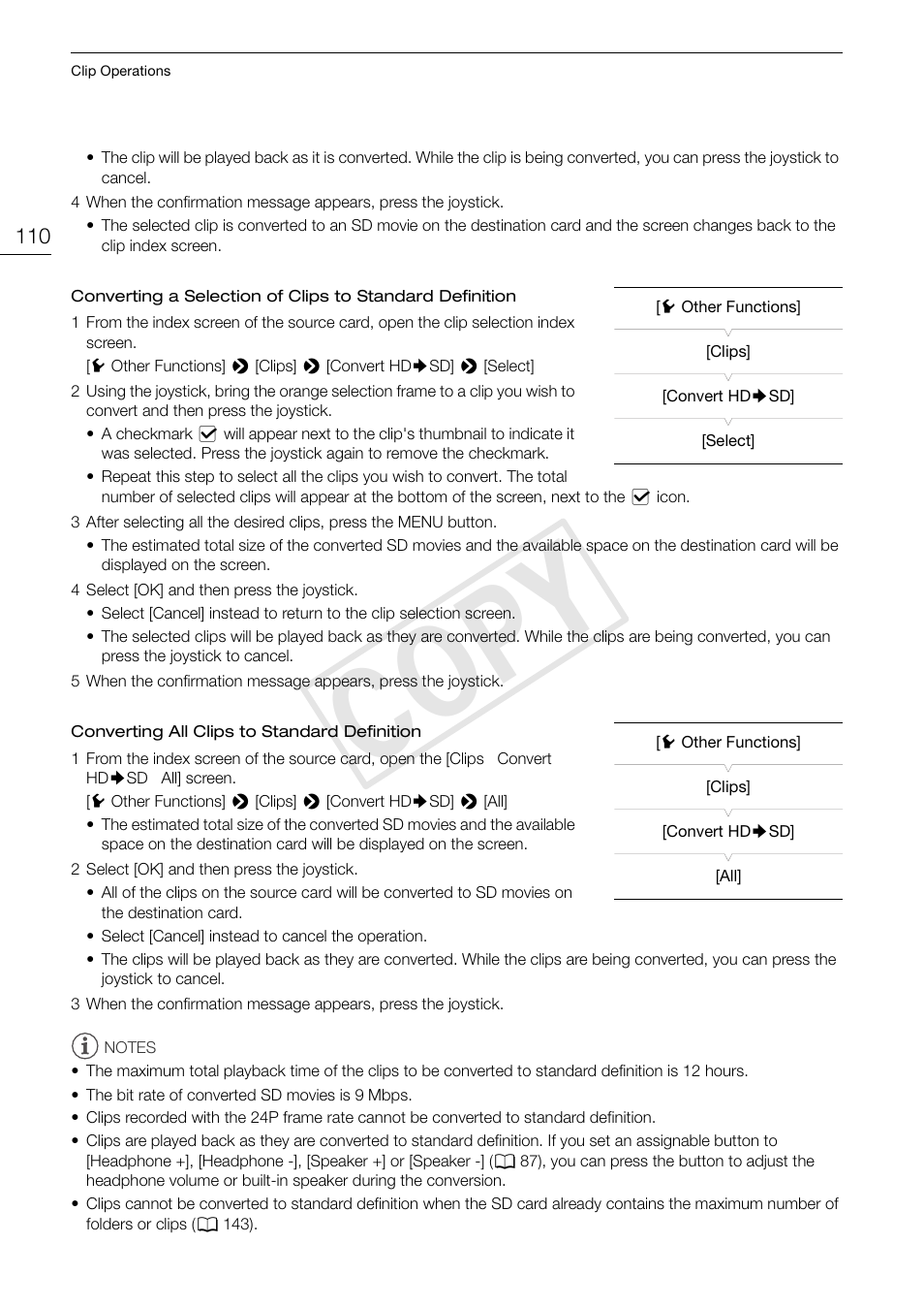 Cop y | Canon EOS C100 User Manual | Page 110 / 166
