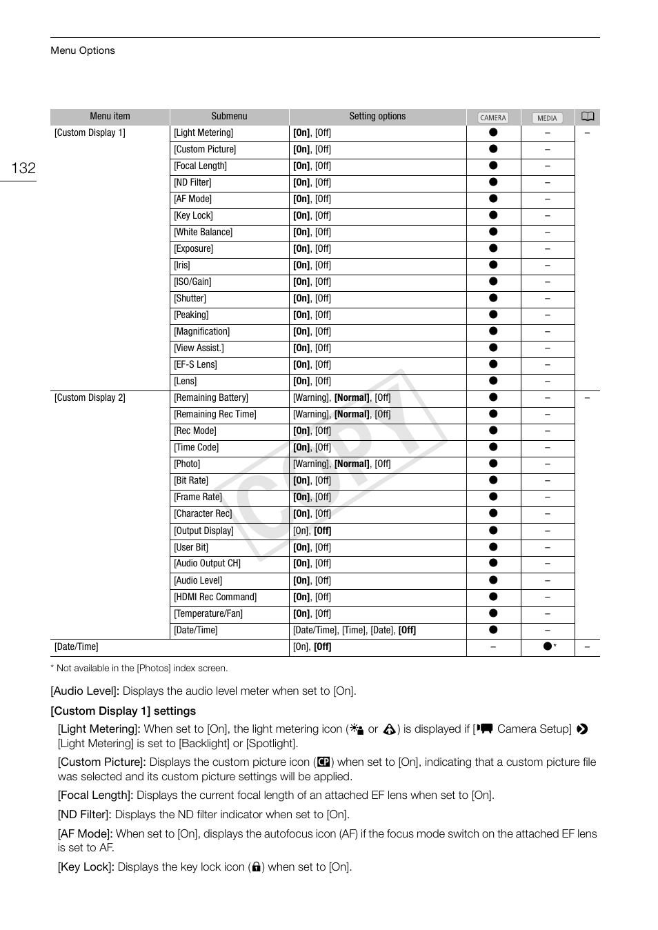 Cop y | Canon EOS C100 User Manual | Page 132 / 166