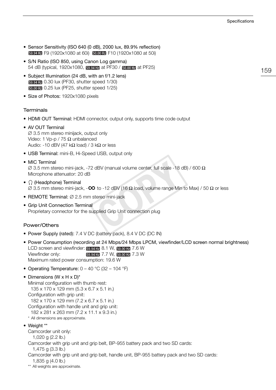 Cop y | Canon EOS C100 User Manual | Page 159 / 166