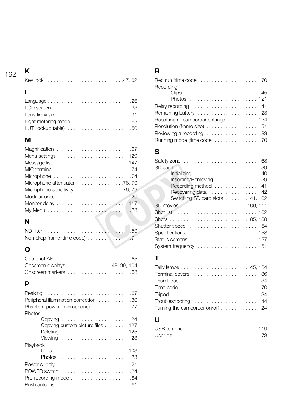 C op y | Canon EOS C100 User Manual | Page 162 / 166