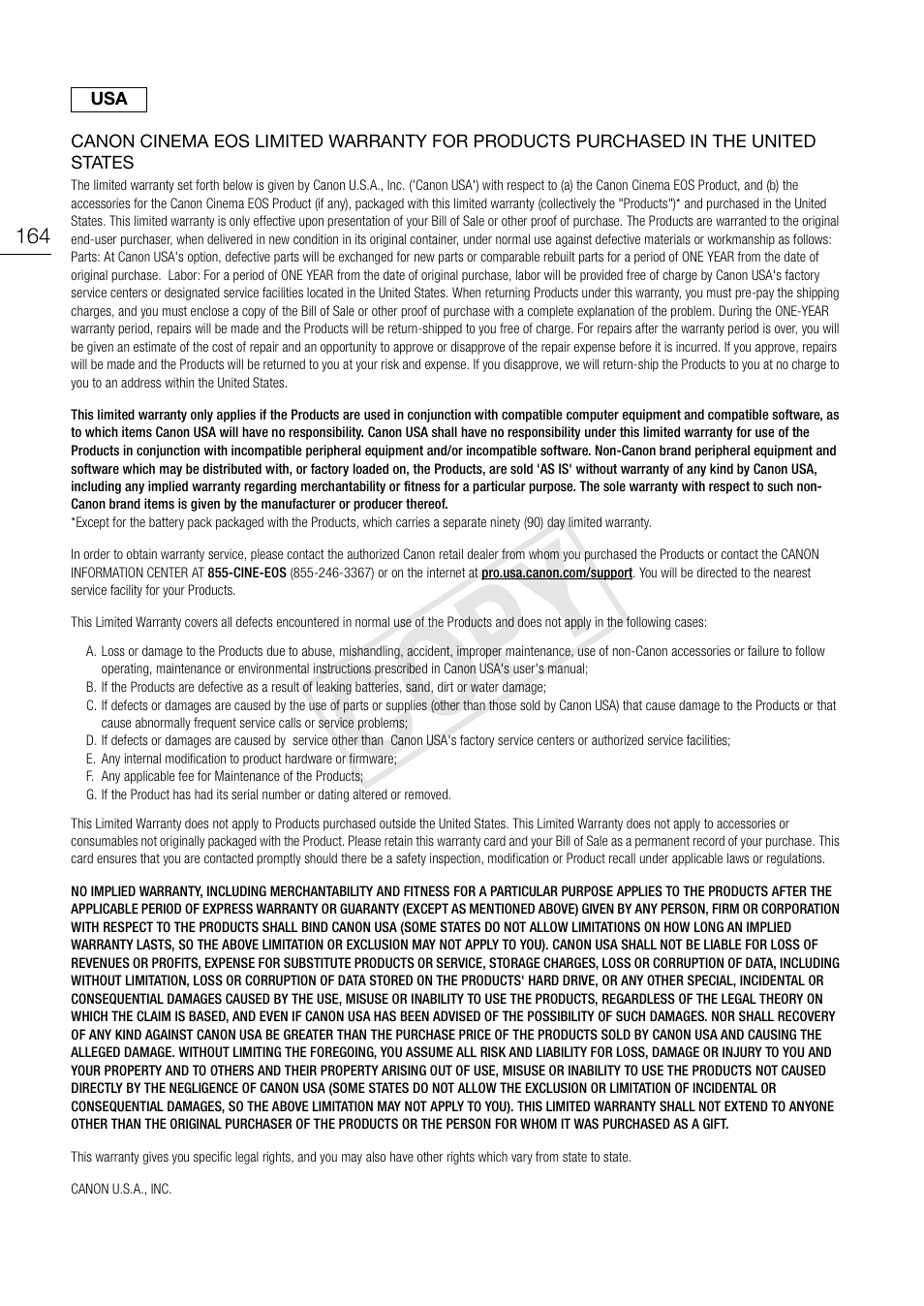 Cop y | Canon EOS C100 User Manual | Page 164 / 166