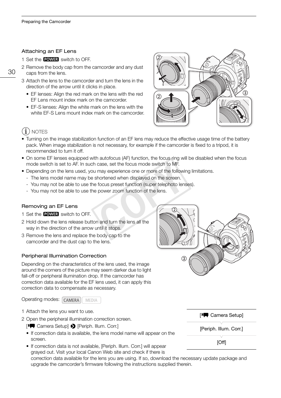 Cop y | Canon EOS C100 User Manual | Page 30 / 166