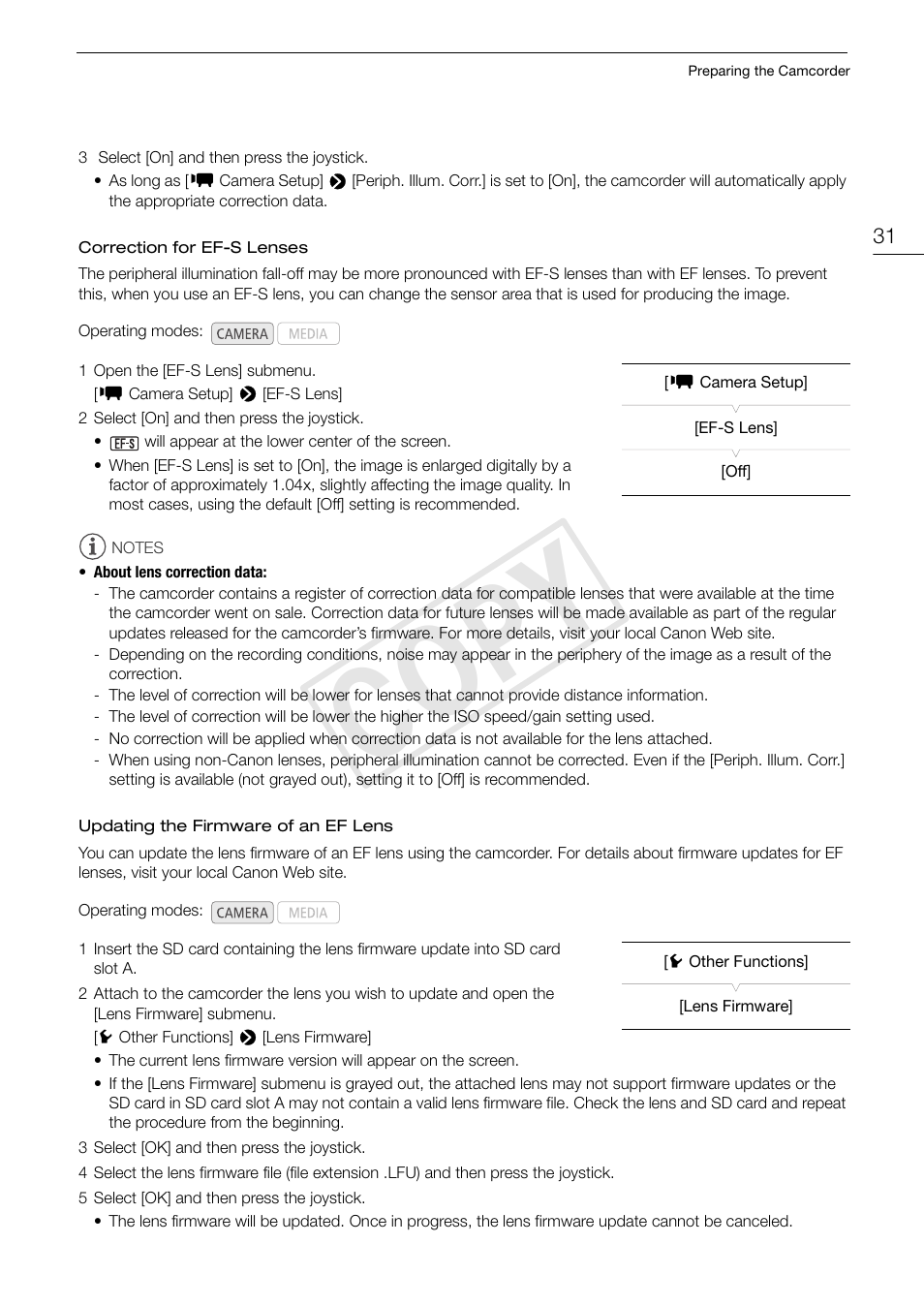 Cop y | Canon EOS C100 User Manual | Page 31 / 166