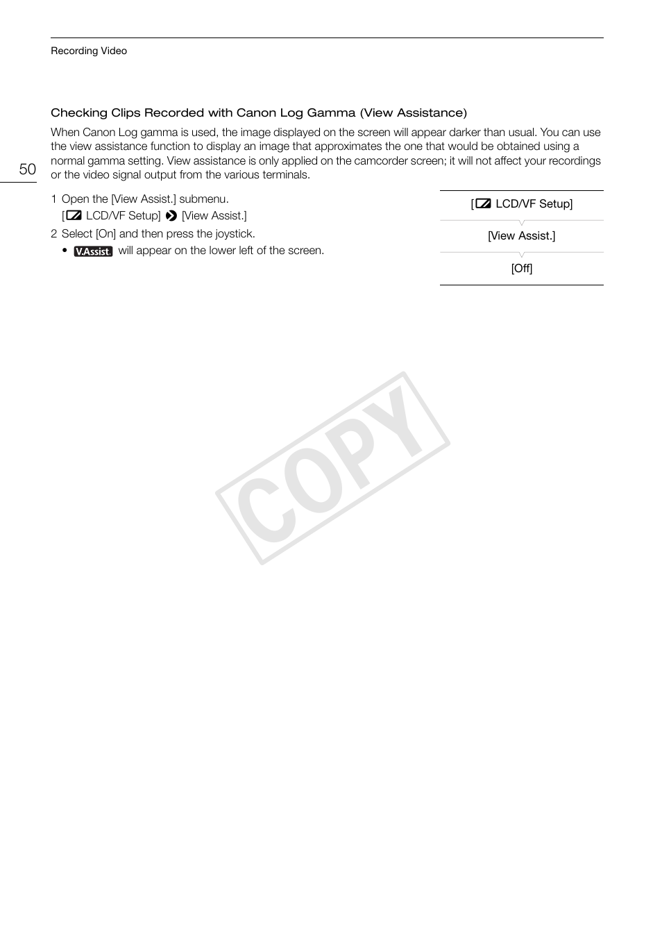 Cop y | Canon EOS C100 User Manual | Page 50 / 166