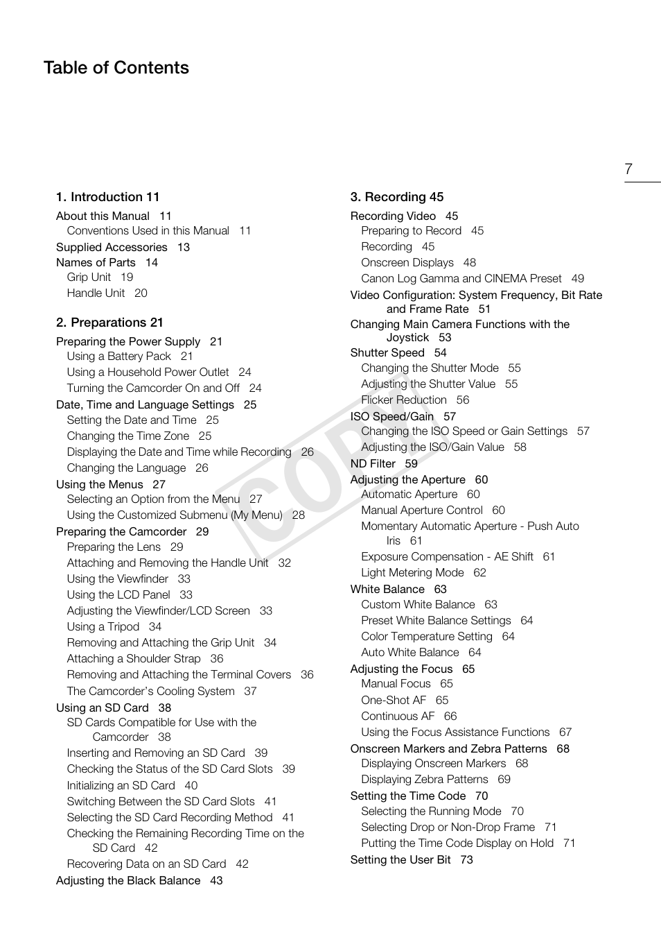 Canon EOS C100 User Manual | Page 7 / 166
