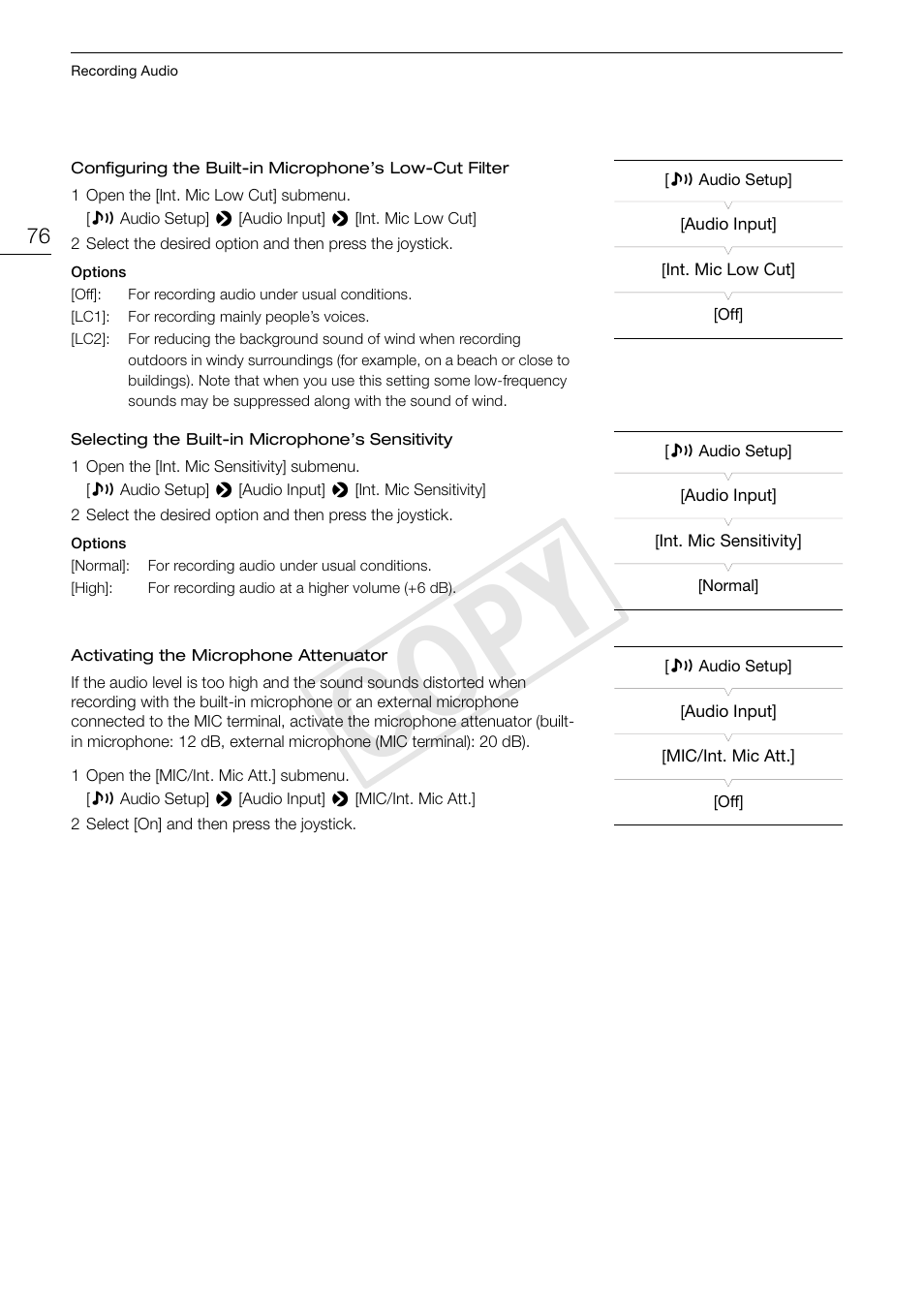 Cop y | Canon EOS C100 User Manual | Page 76 / 166