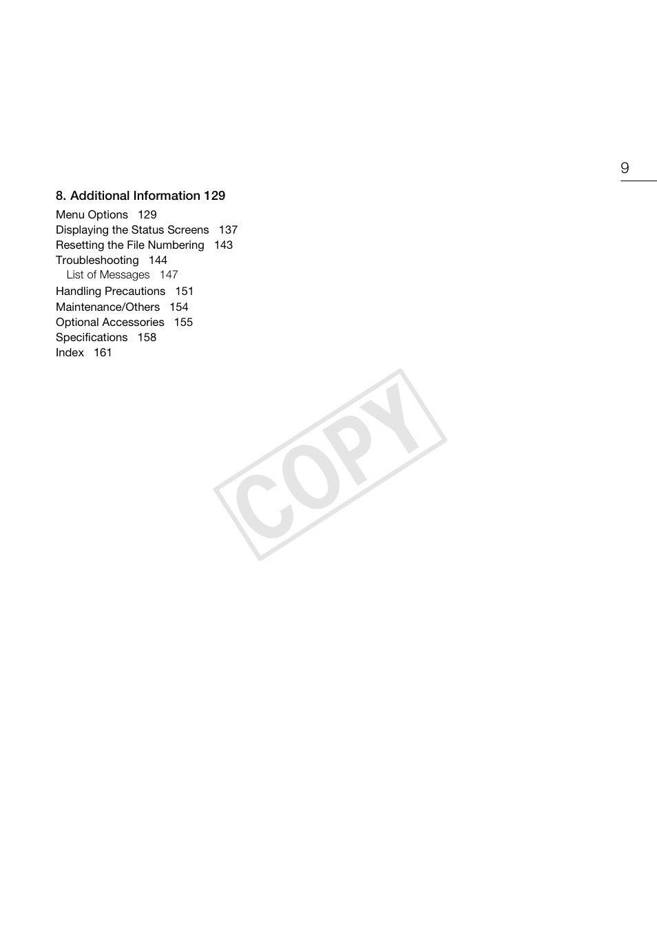 Cop y | Canon EOS C100 User Manual | Page 9 / 166