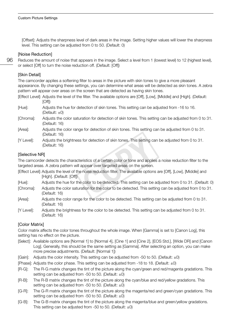 Cop y | Canon EOS C100 User Manual | Page 96 / 166