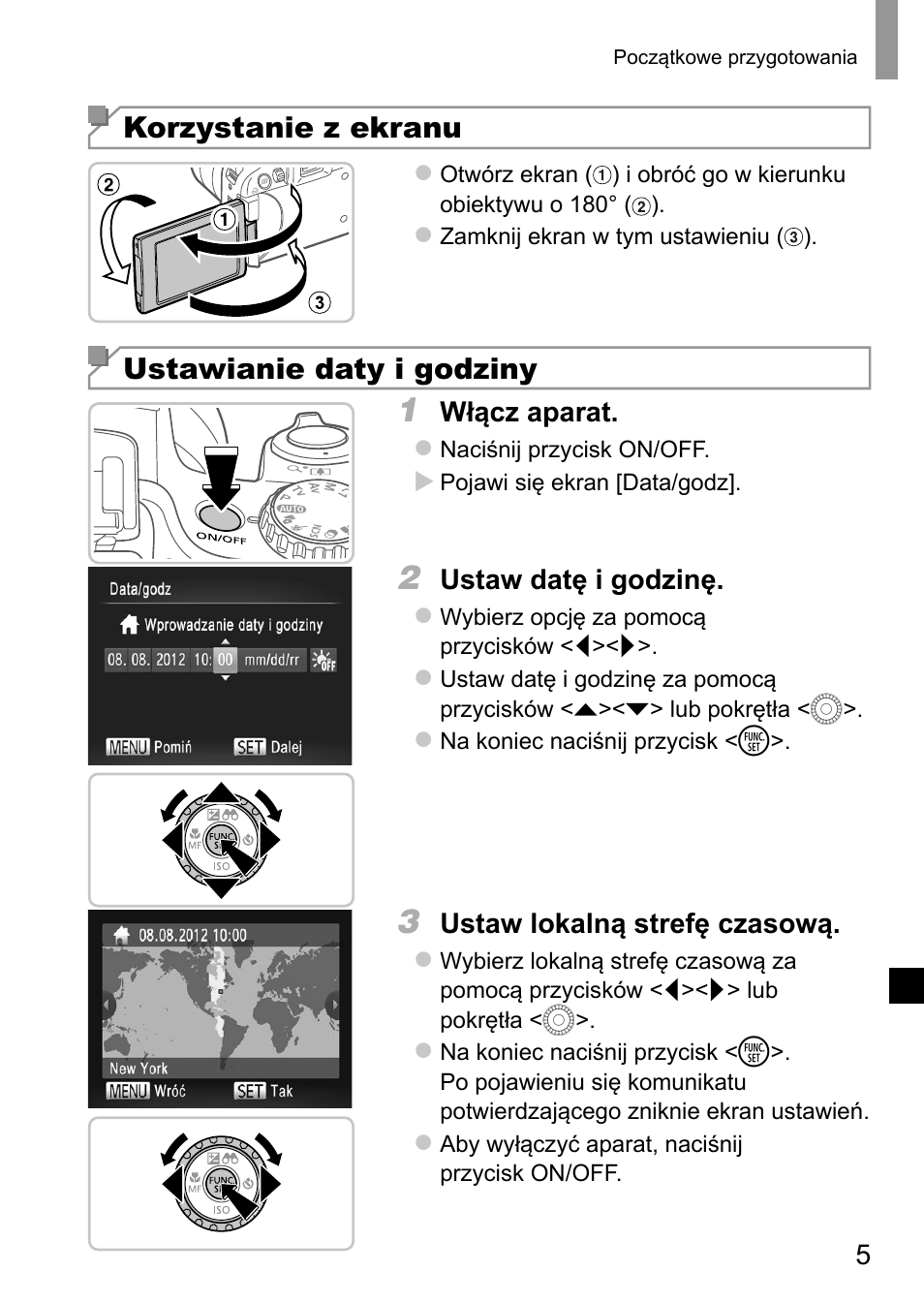 Korzystanie z ekranu, Ustawianie daty i godziny | Canon PowerShot SX50 HS User Manual | Page 101 / 146