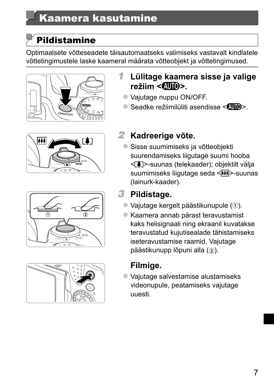 Kaamera kasutamine | Canon PowerShot SX50 HS User Manual | Page 119 / 146