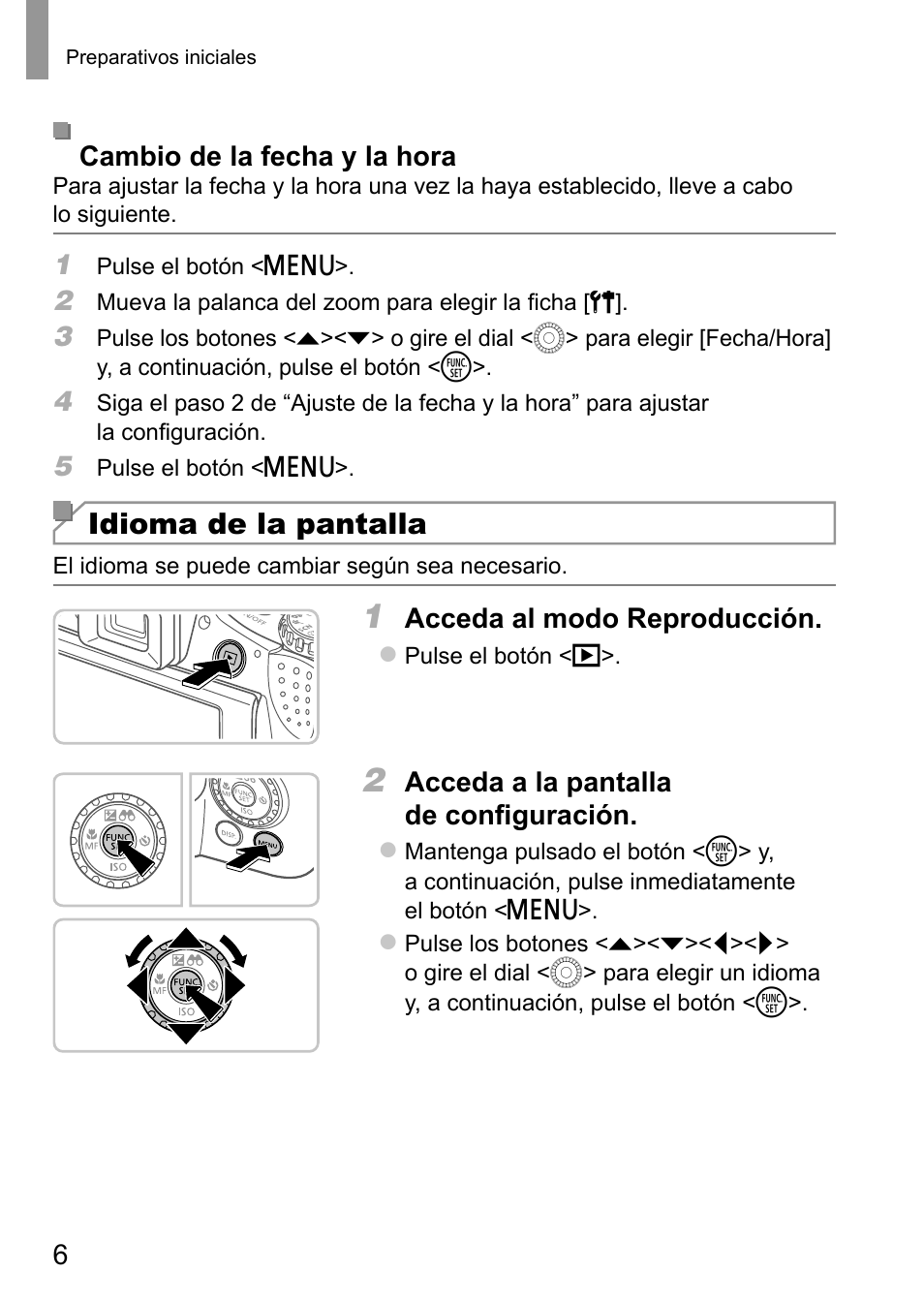 Idioma de la pantalla | Canon PowerShot SX50 HS User Manual | Page 30 / 146