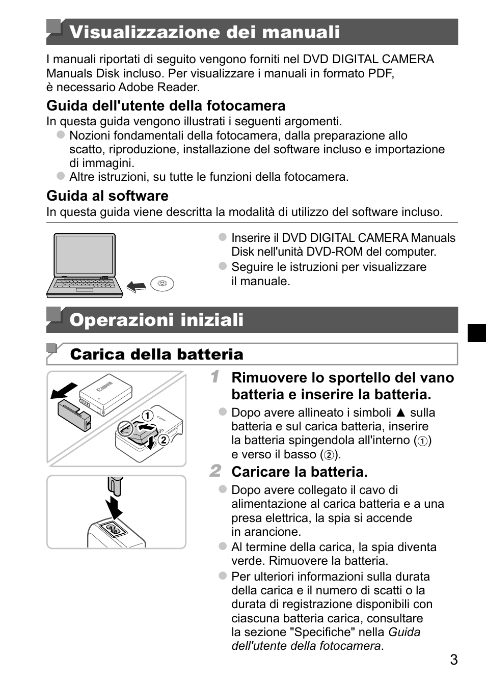 Visualizzazione dei manuali, Operazioni iniziali | Canon PowerShot SX50 HS User Manual | Page 35 / 146