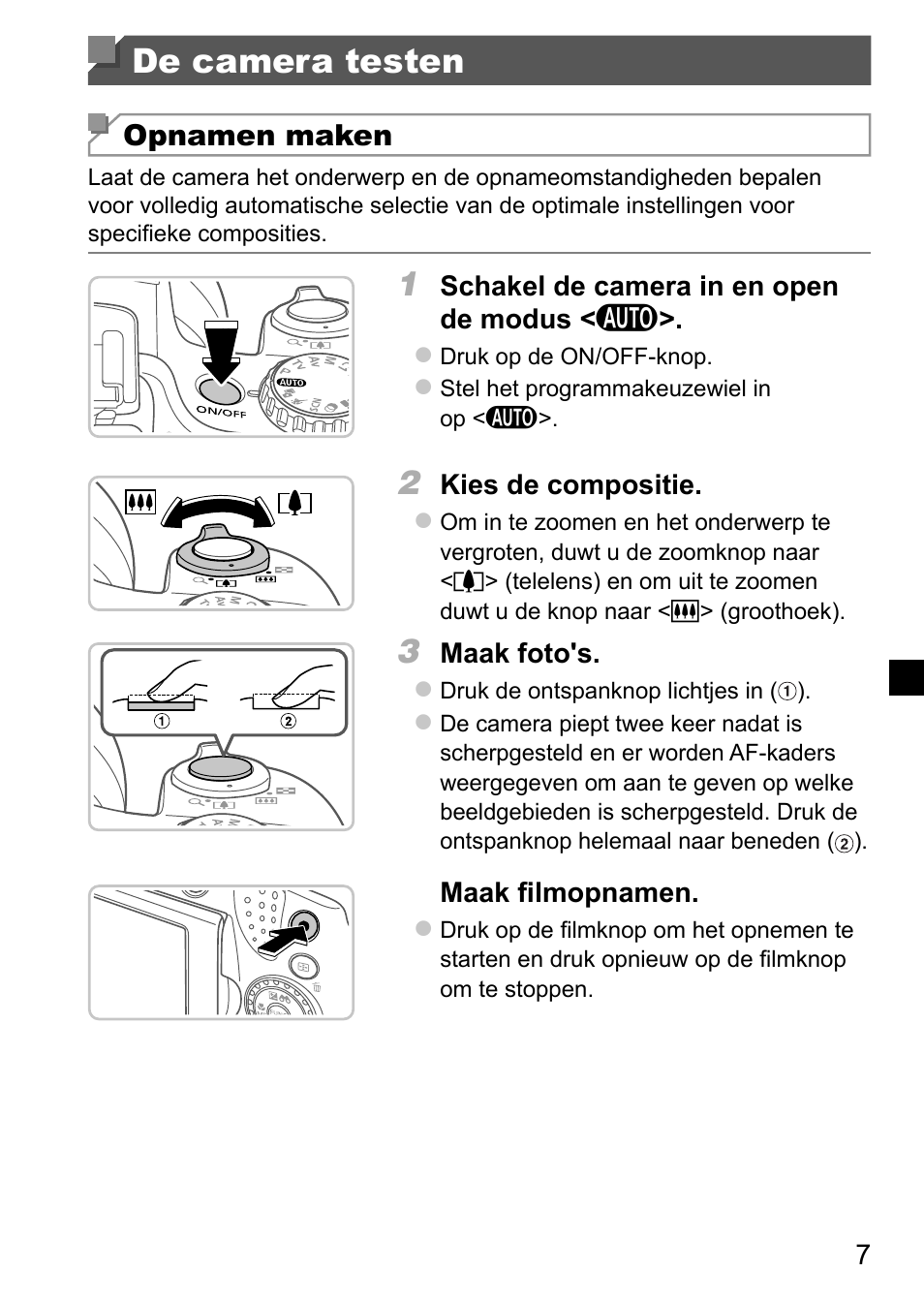 De camera testen | Canon PowerShot SX50 HS User Manual | Page 47 / 146