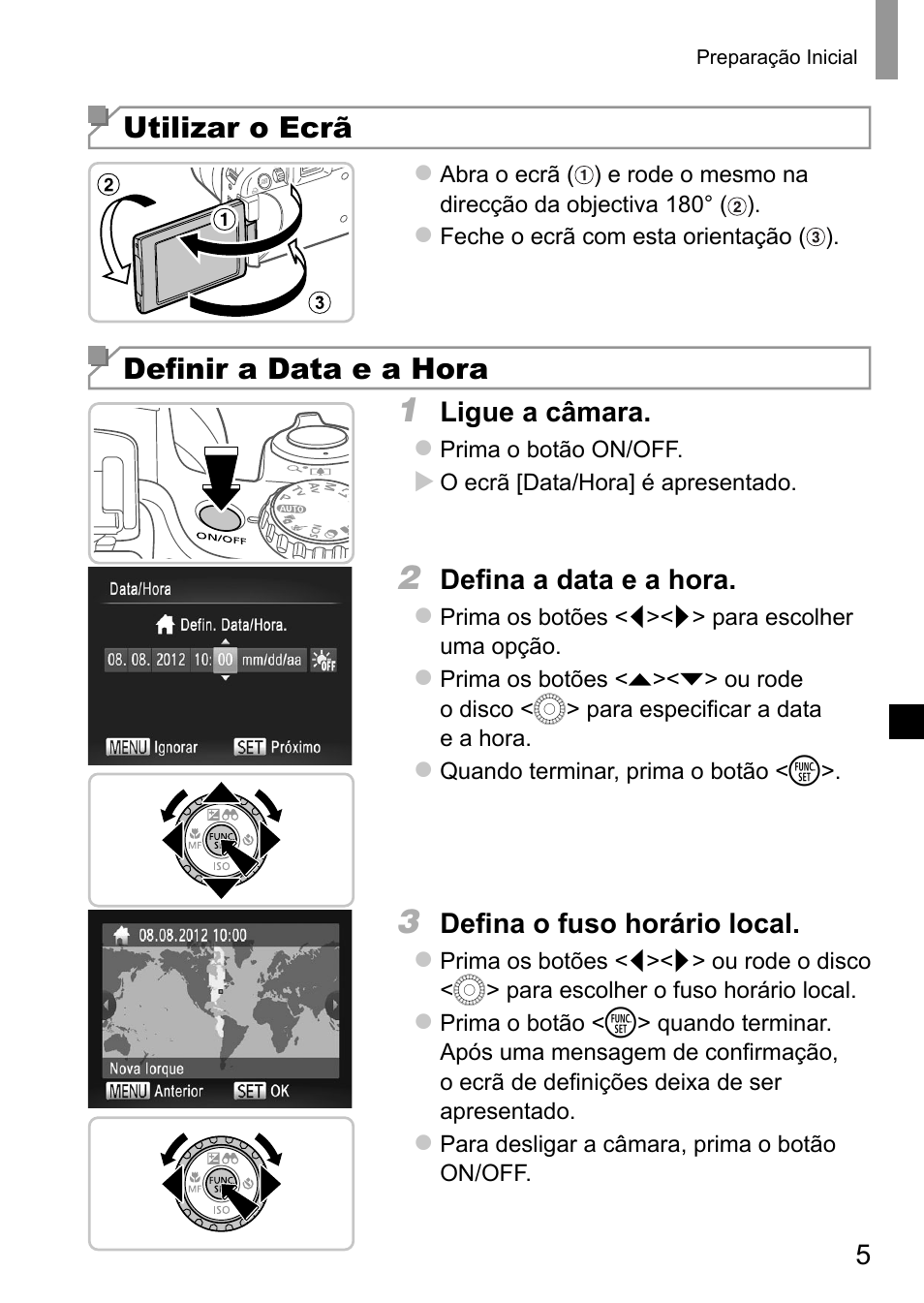 Utilizar o ecrã, Defi nir a data e a hora | Canon PowerShot SX50 HS User Manual | Page 53 / 146