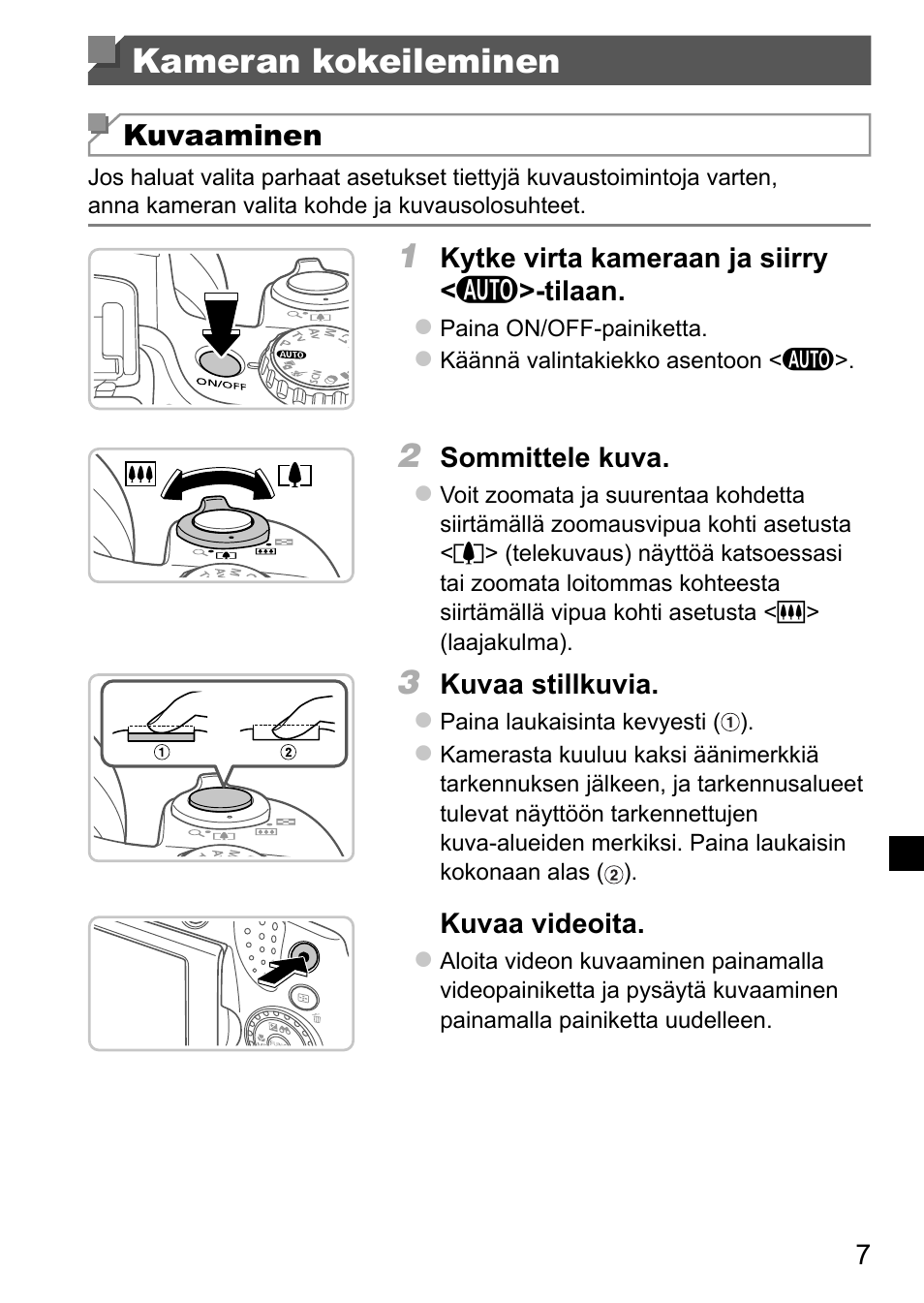 Kameran kokeileminen | Canon PowerShot SX50 HS User Manual | Page 79 / 146