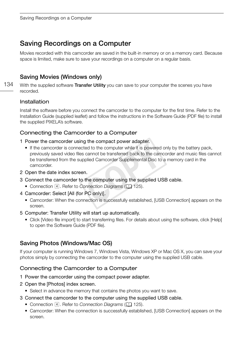 Saving recordings on a computer 134, Cop y | Canon XA10 User Manual | Page 134 / 187