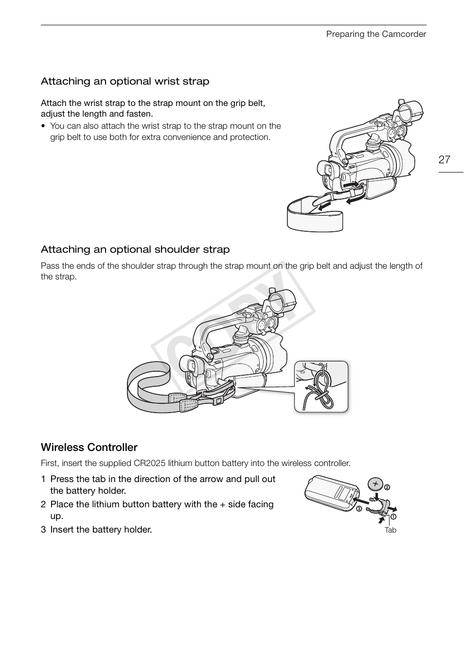 Wireless controller 27, Cop y | Canon XA10 User Manual | Page 27 / 187