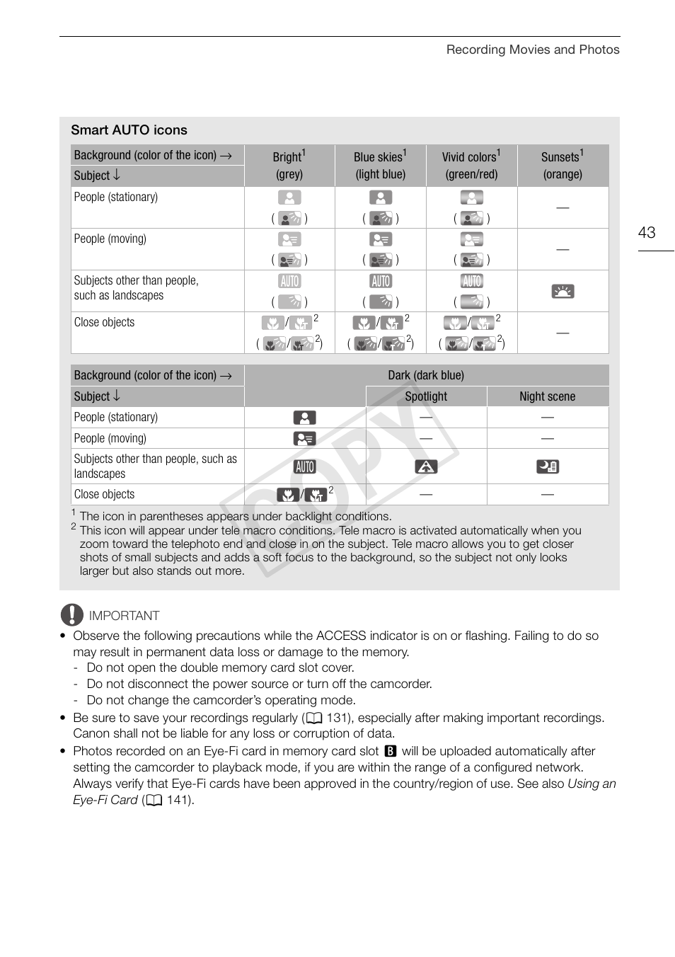 Cop y | Canon XA10 User Manual | Page 43 / 187