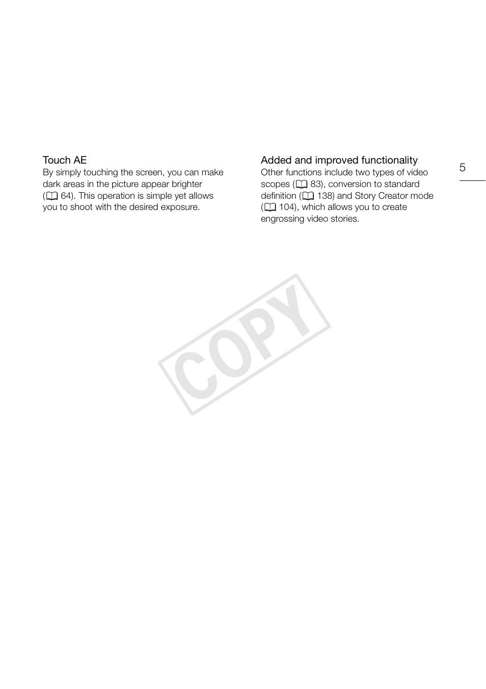Cop y | Canon XA10 User Manual | Page 5 / 187