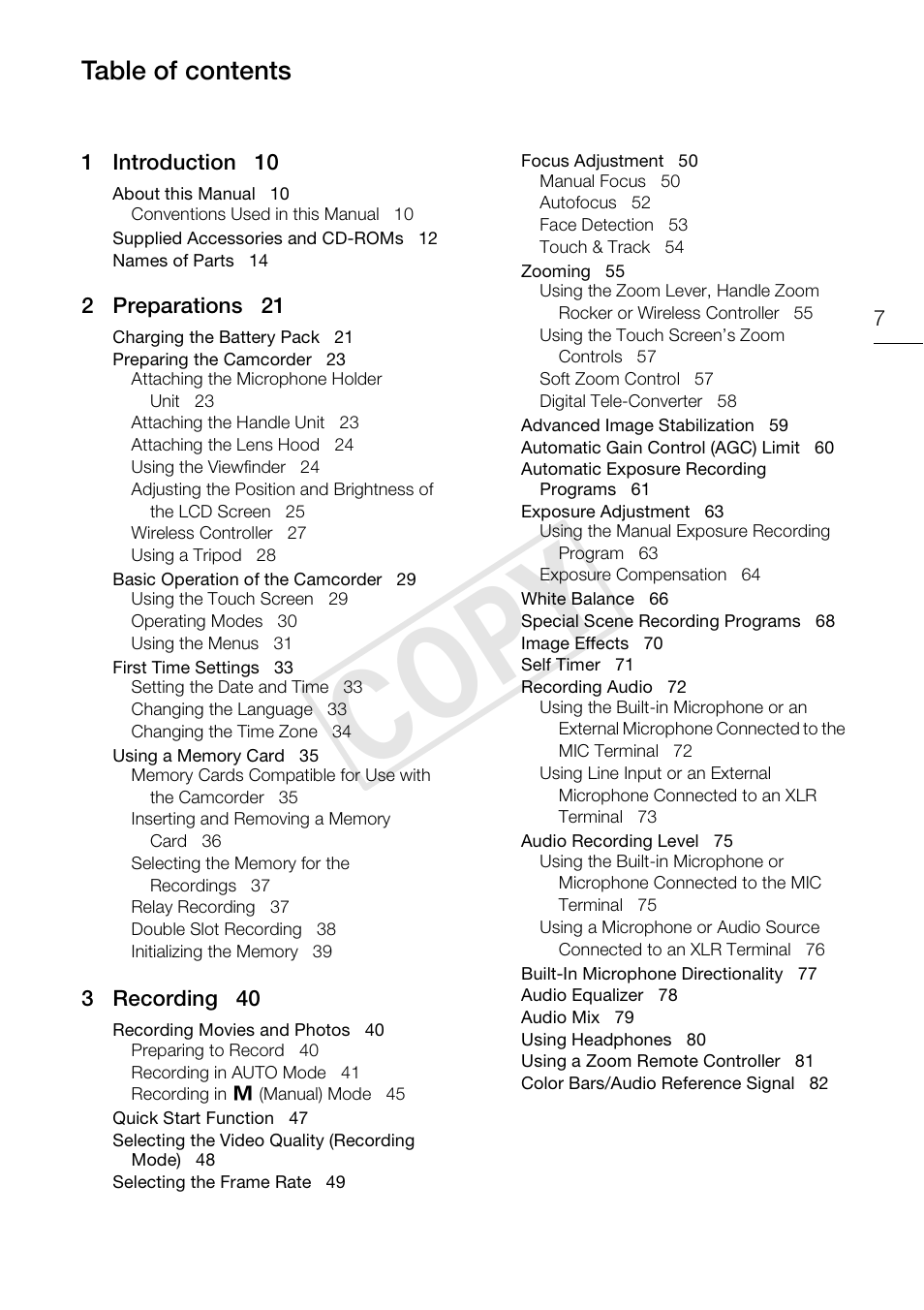 Canon XA10 User Manual | Page 7 / 187