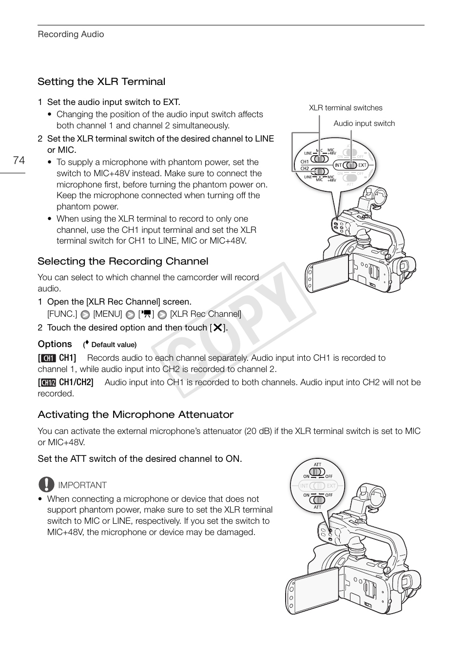 Cop y | Canon XA10 User Manual | Page 74 / 187