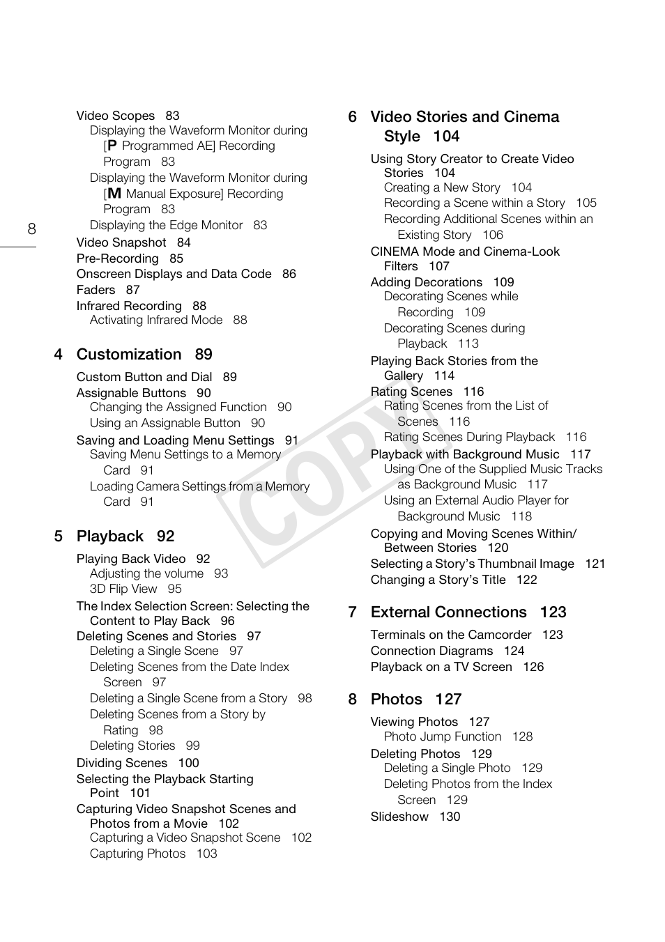 C op y | Canon XA10 User Manual | Page 8 / 187