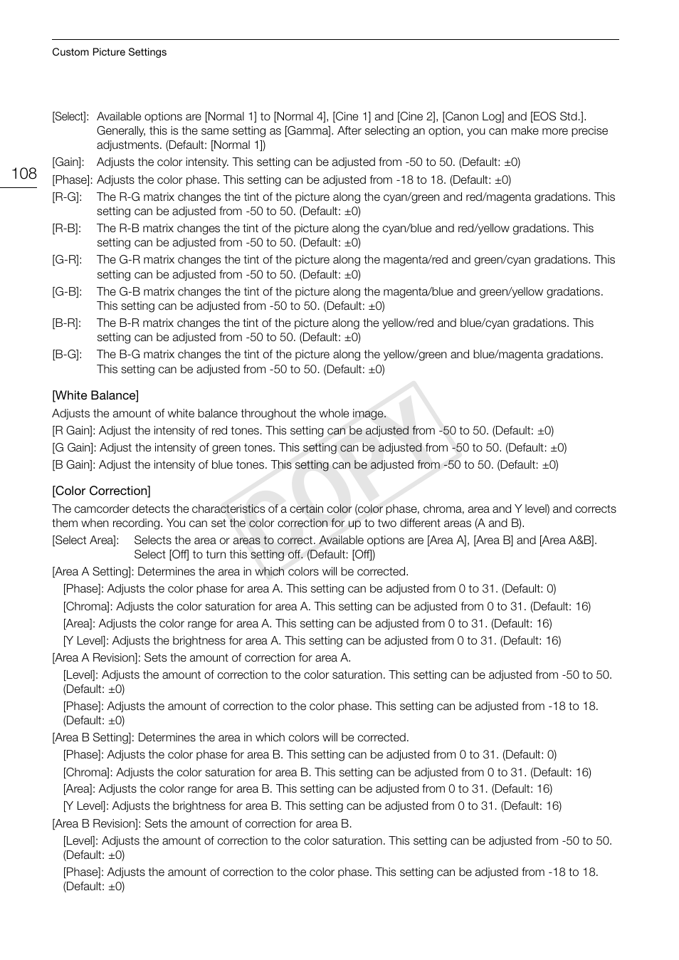 Cop y | Canon EOS C300 User Manual | Page 108 / 186