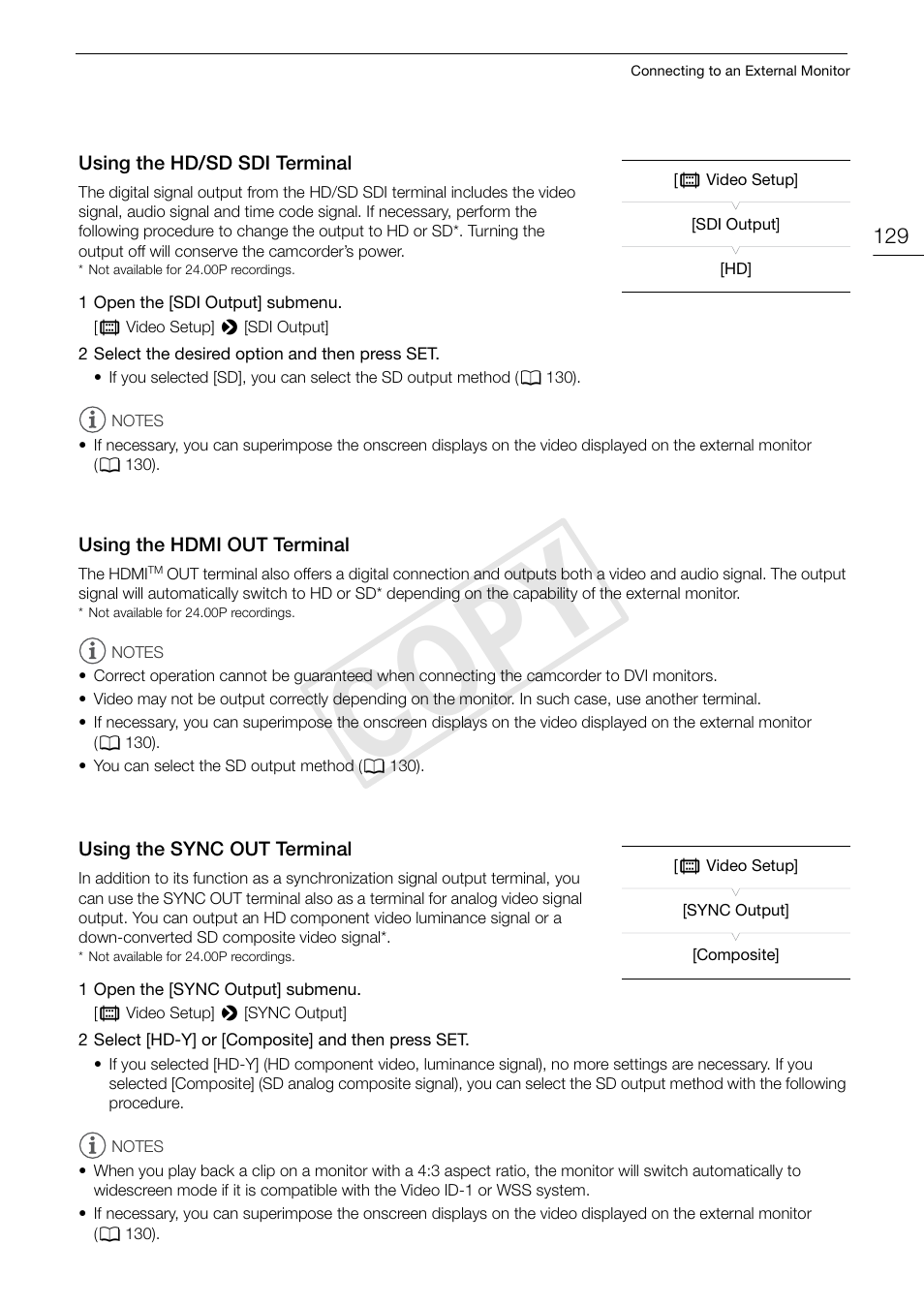 Cop y | Canon EOS C300 User Manual | Page 129 / 186