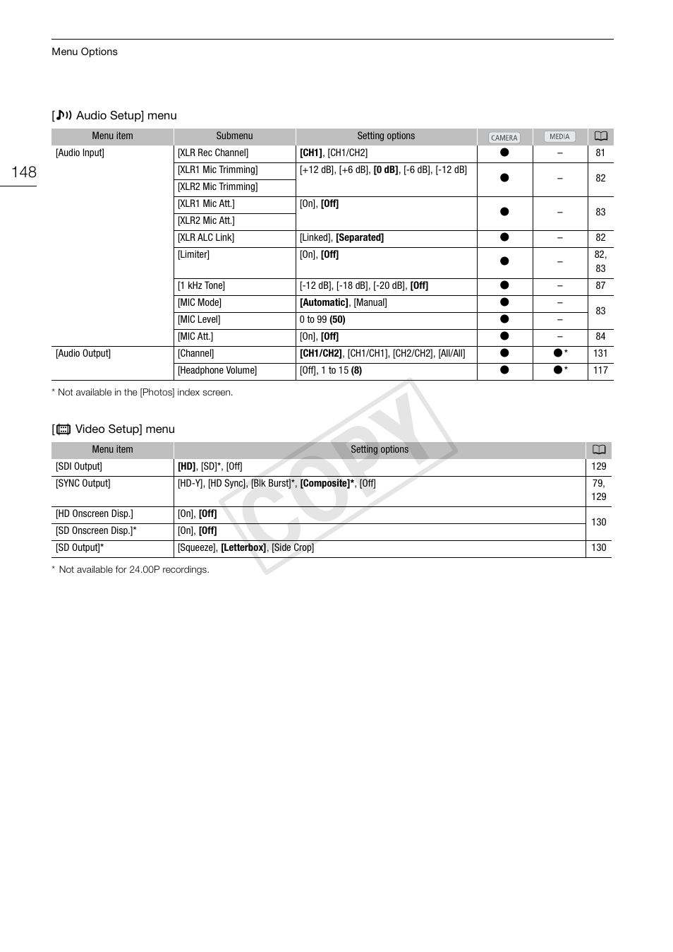 Cop y | Canon EOS C300 User Manual | Page 148 / 186